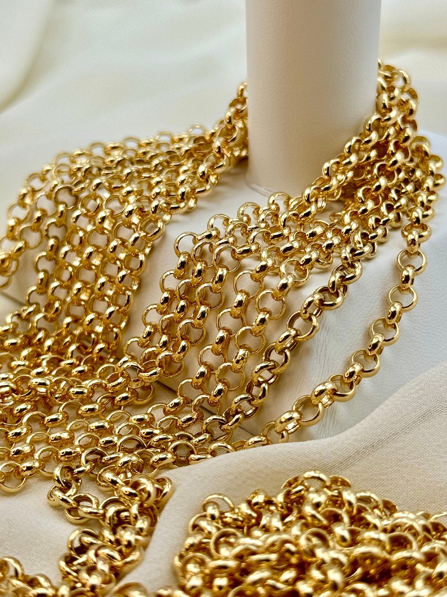 18K Solid Gold Rolo Chain Necklace, 5mm Thickness – Available in 22" to 36" Lengths, Perfect Birthday Gift