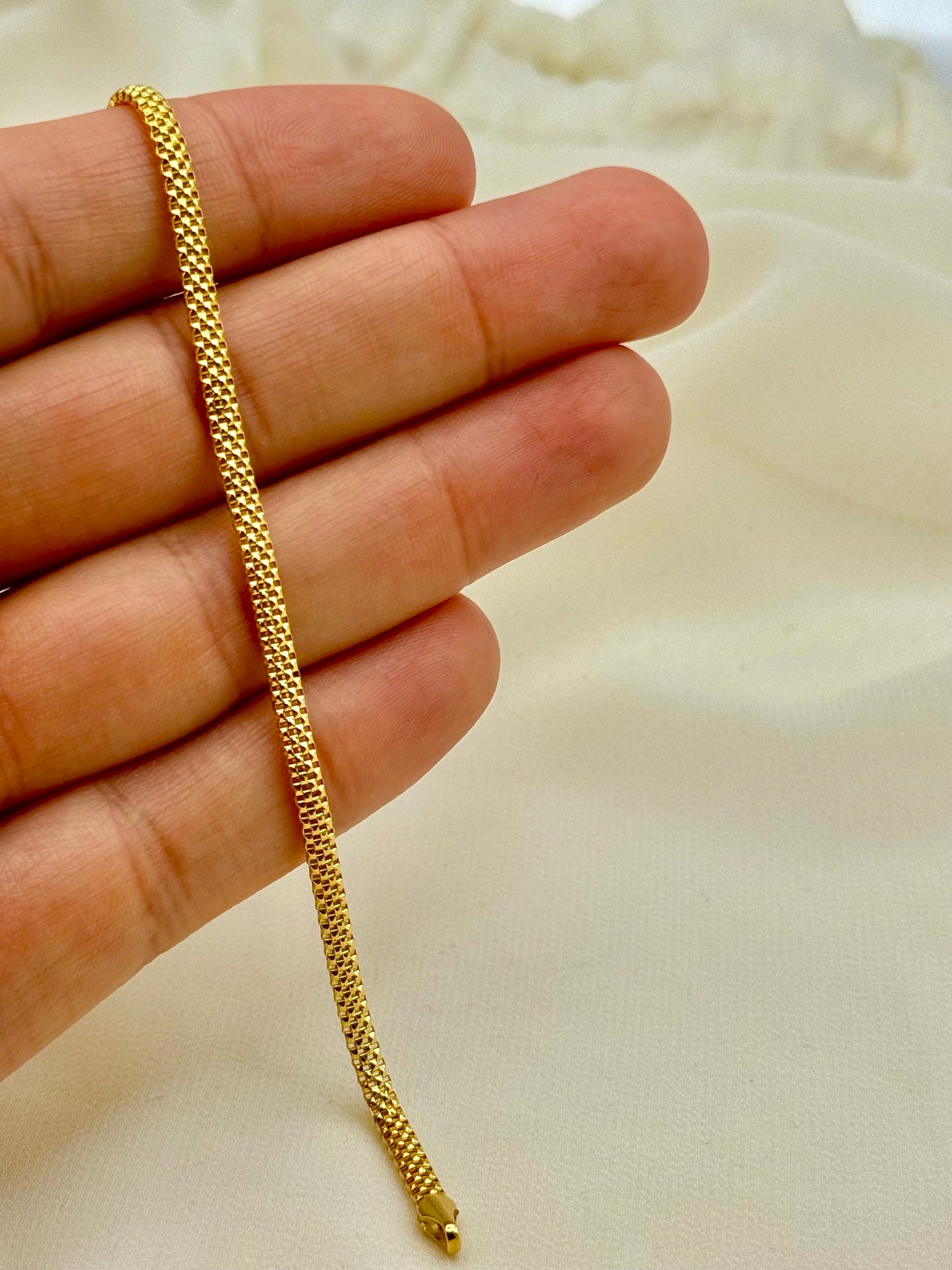 Bracelet maille en or 18 carats | Bracelet Bismark en or véritable 18 carats | Bracelet maille élégant pour femme | Cadeau d'anniversaire | Meilleurs bijoux d'été | Pour elle