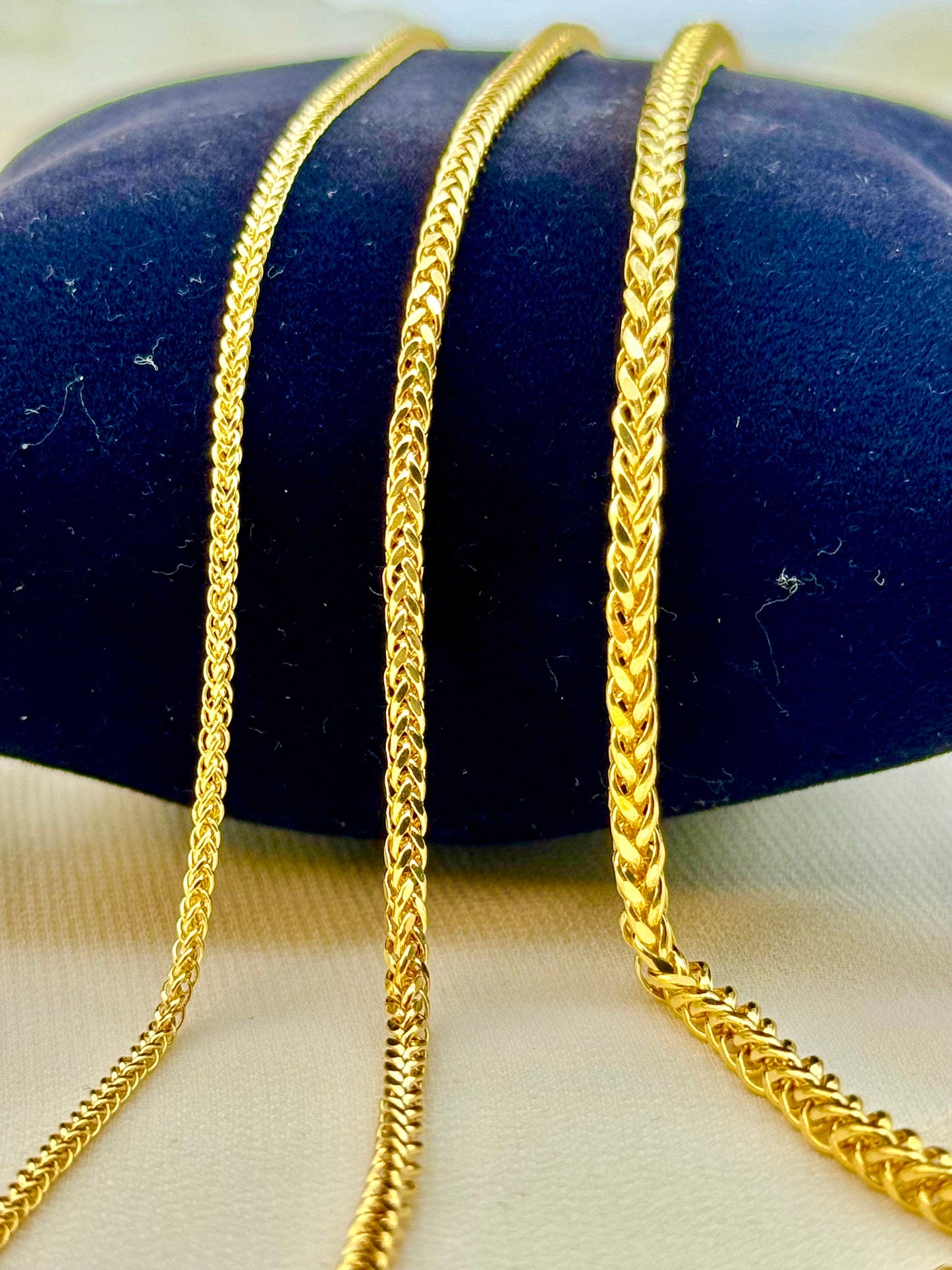 Chaîne Franco en or 18 carats, collier queue de renard, chaîne en or tendance, or véritable 18 carats, pour lui et elle, cadeau d'anniversaire.