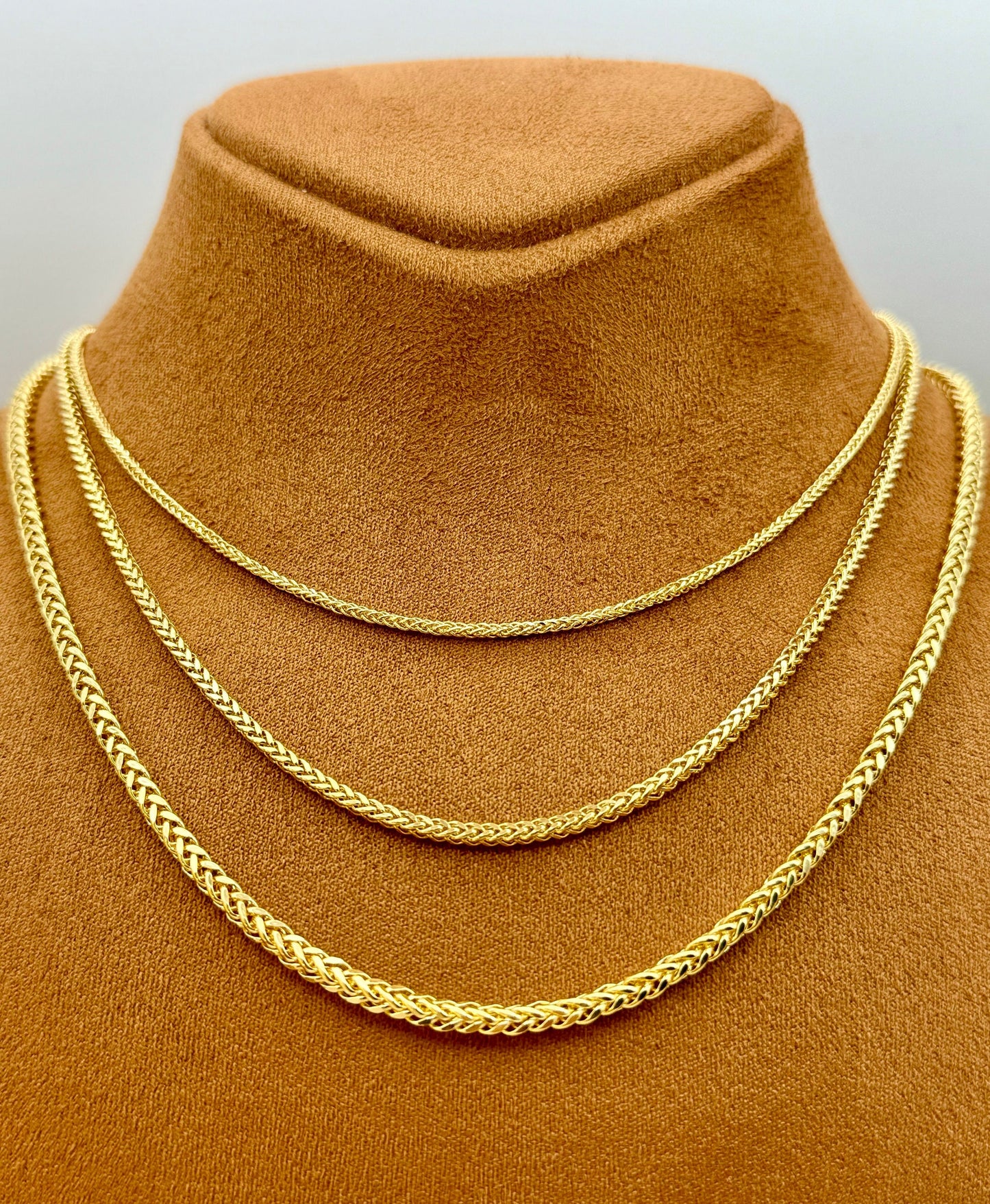 Chaîne Franco en or 18 carats, collier queue de renard, chaîne en or tendance, or véritable 18 carats, pour lui et elle, cadeau d'anniversaire.