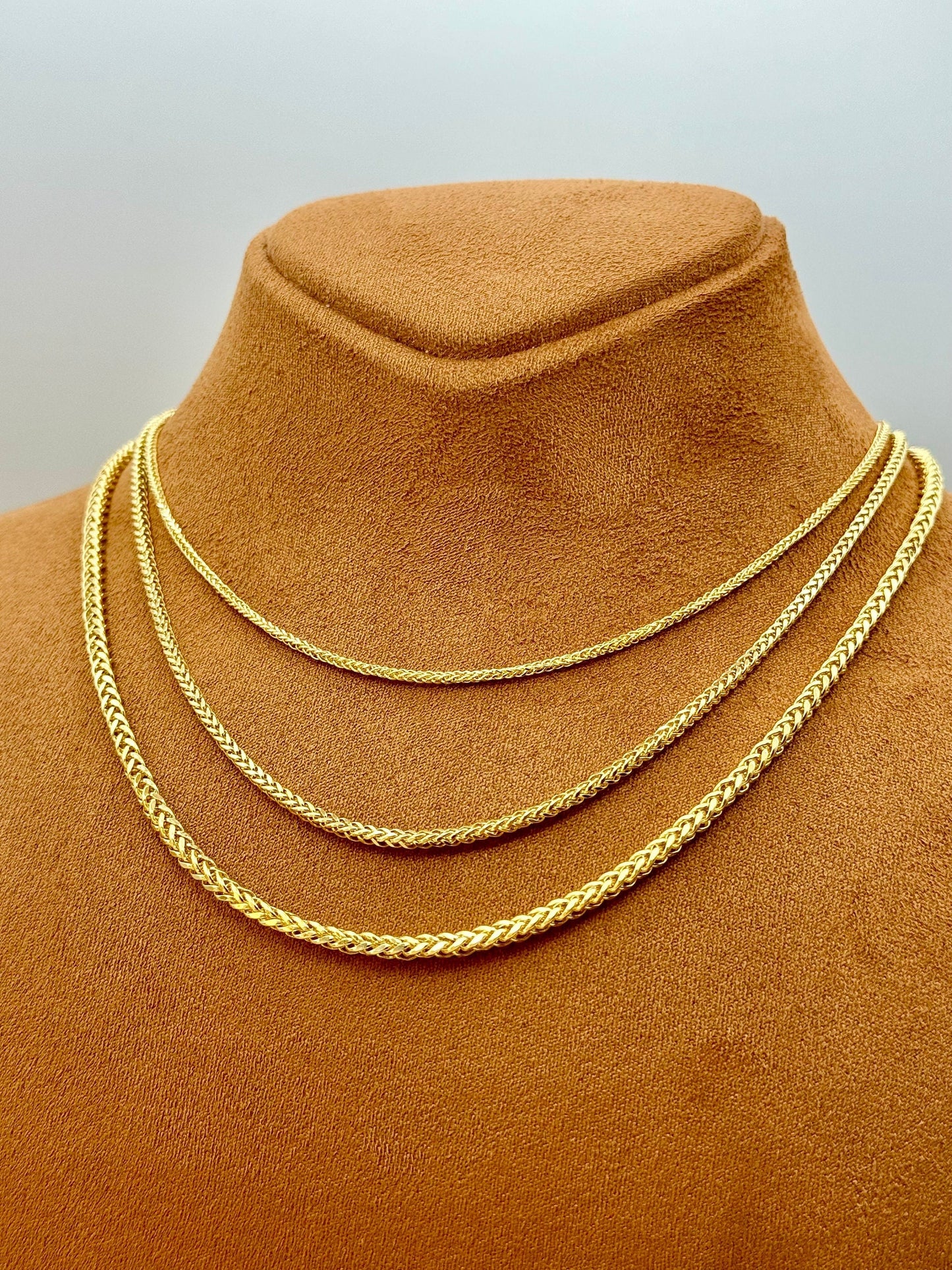 Chaîne Franco en or 18 carats, collier queue de renard, chaîne en or tendance, or véritable 18 carats, pour lui et elle, cadeau d'anniversaire.