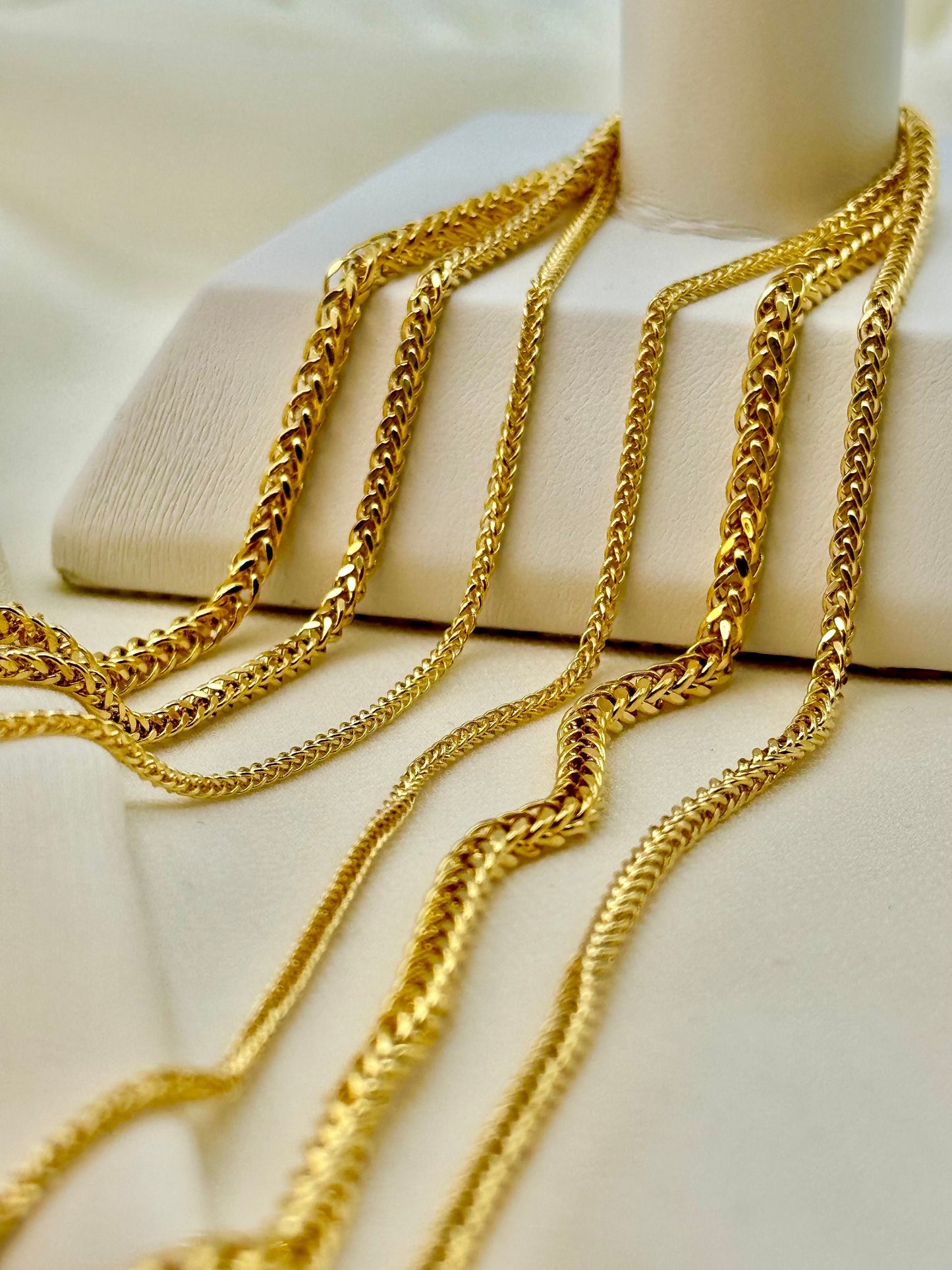 Chaîne Franco en or 18 carats, collier queue de renard, chaîne en or tendance, or véritable 18 carats, pour lui et elle, cadeau d'anniversaire.