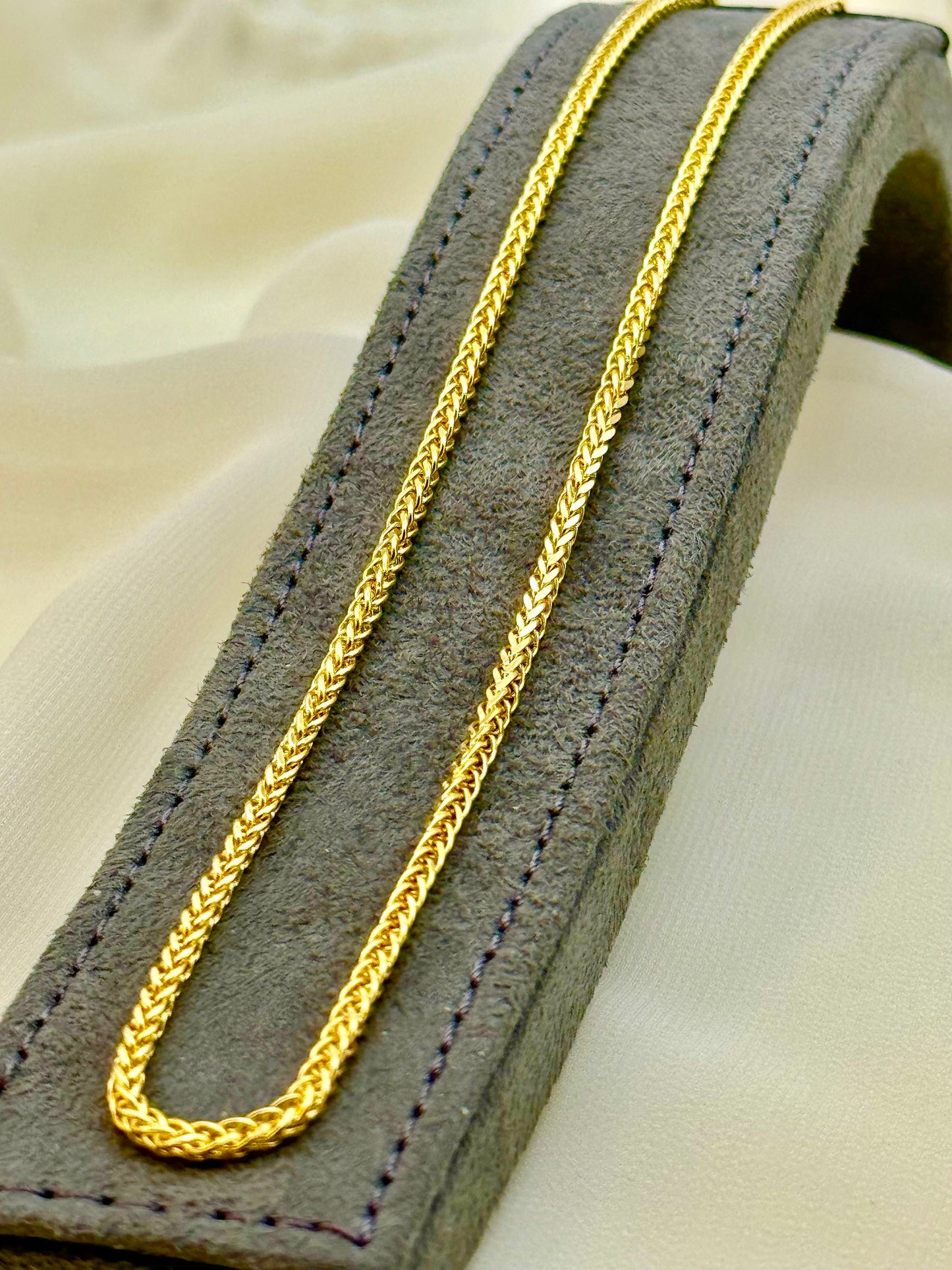 Collier Franco et Foxtail en or massif 18 carats, 2,6 mm | Chaîne Franco en or | Cadeau idéal pour un anniversaire ou une cérémonie