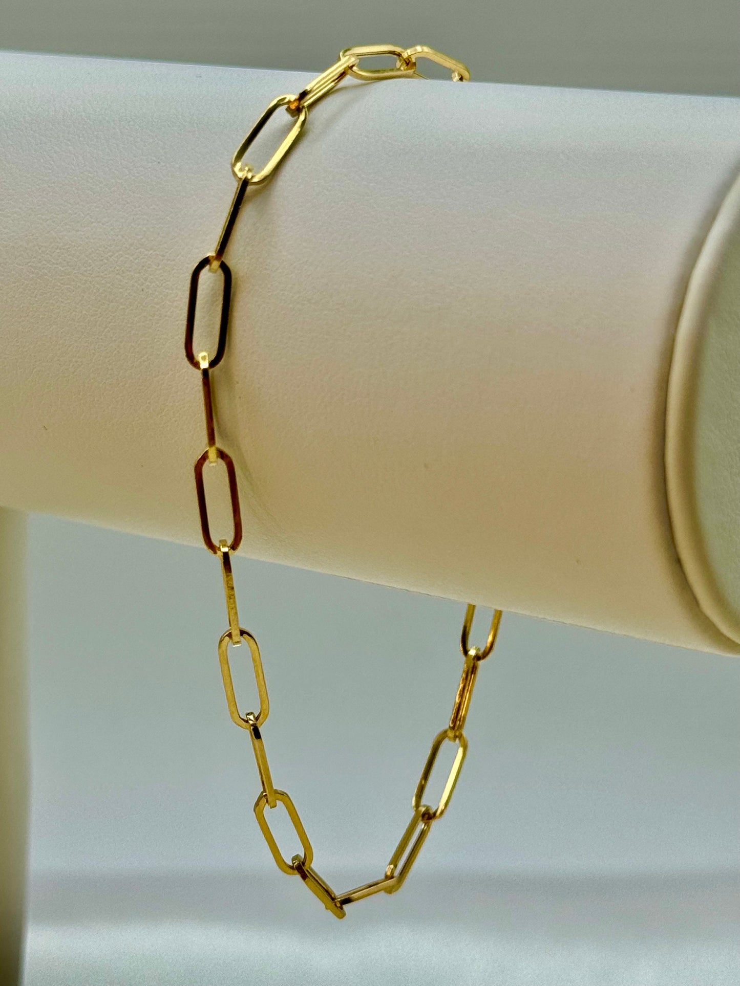Bracelet trombone en or 18 carats, maillon ovale moyen, pour femme, petite amie, maman, cadeau d'anniversaire ou de mariage