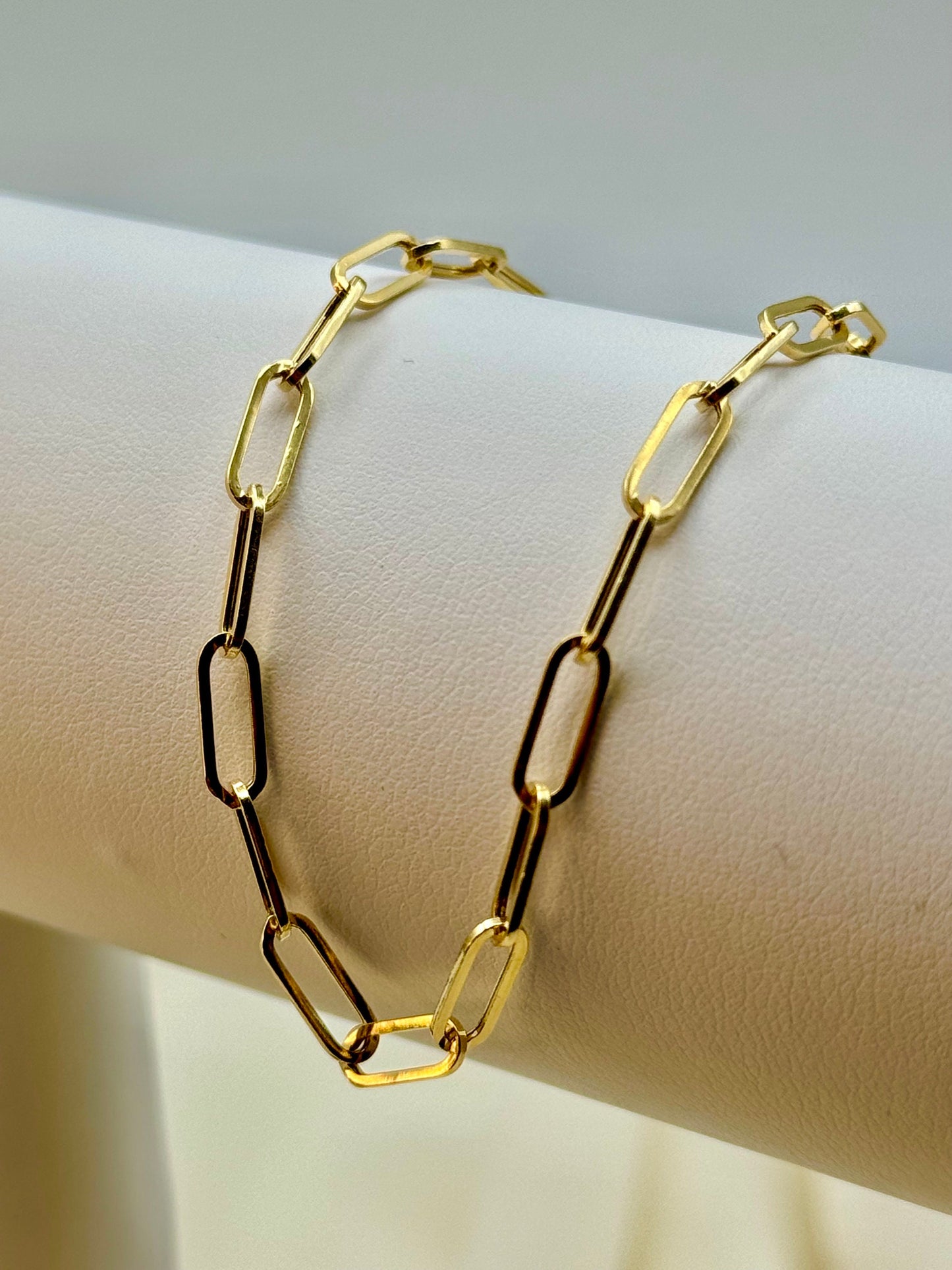 Bracelet trombone en or 18 carats, maillon ovale moyen, pour femme, petite amie, maman, cadeau d'anniversaire ou de mariage