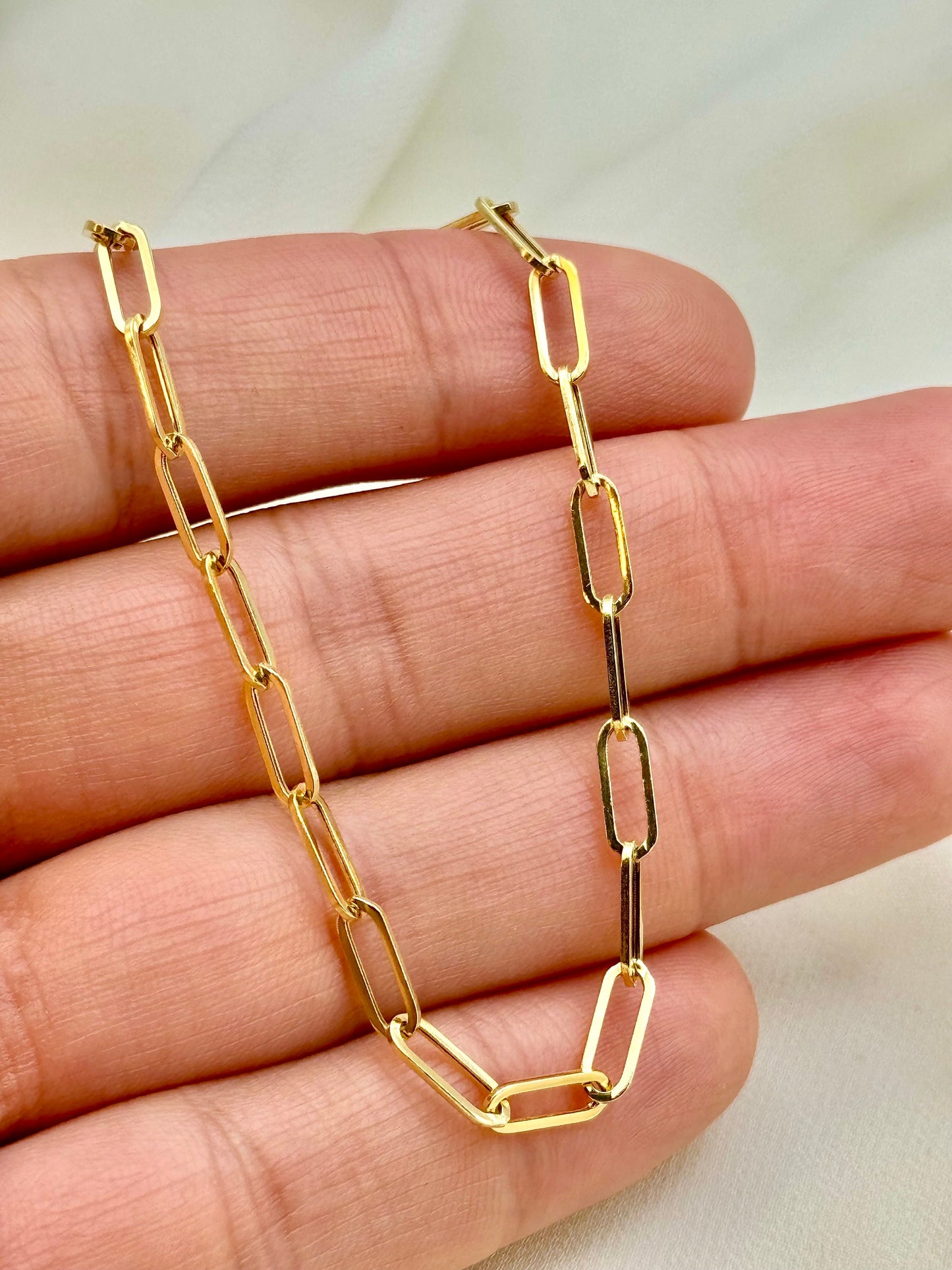 Bracelet trombone en or 18 carats, maillon ovale moyen, pour femme, petite amie, maman, cadeau d'anniversaire ou de mariage