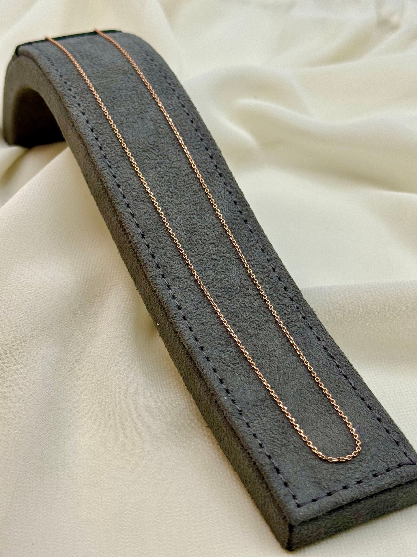 18k solid Gold Cable Chain Rose gold colour,18 inches , 1mm, gift for her, Cable Gold Chain, 18k Rose Gold Chain, Birthday Gift for Her .