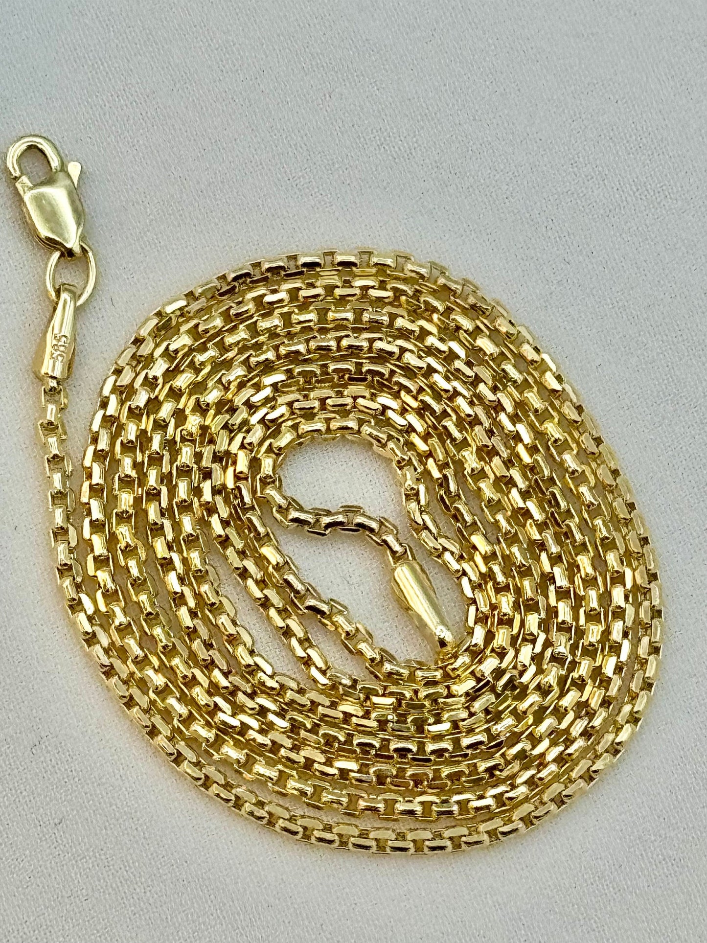 14K Solid Yellow Gold Box Chain Necklace – Real Gold, Box Link Design, Perfect Gift for Him or Her, Birthday & Anniversary Gift