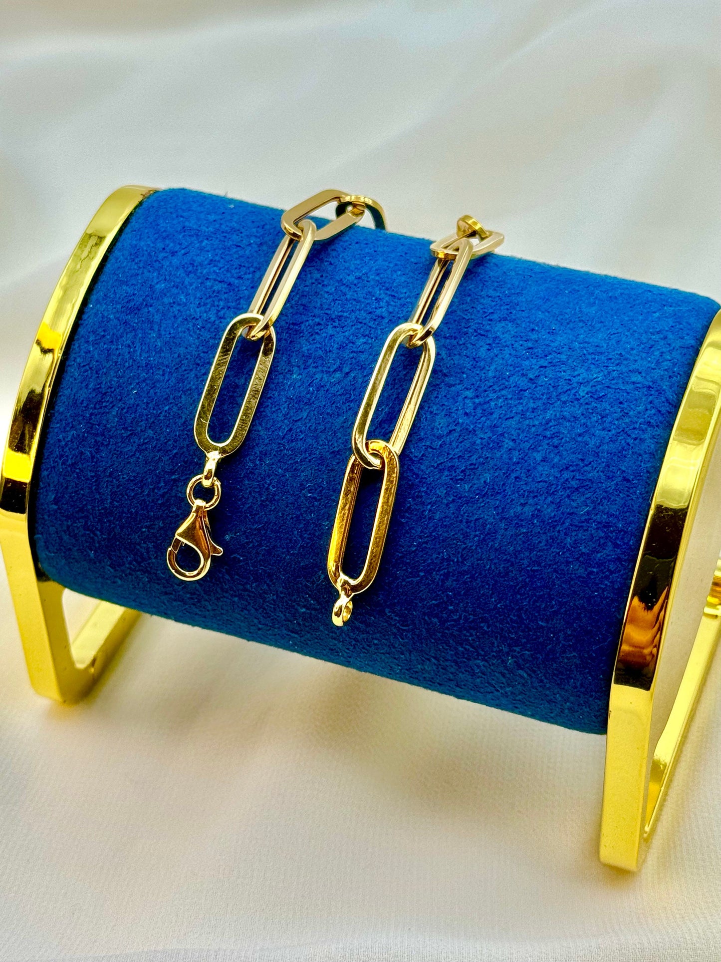 18K Solid Gold Paperclip Bracelet – Chunky Link Design | Pure 18K Gold Jewelry for Women, Mom, or Girlfriend | Birthday & Anniversary Gift