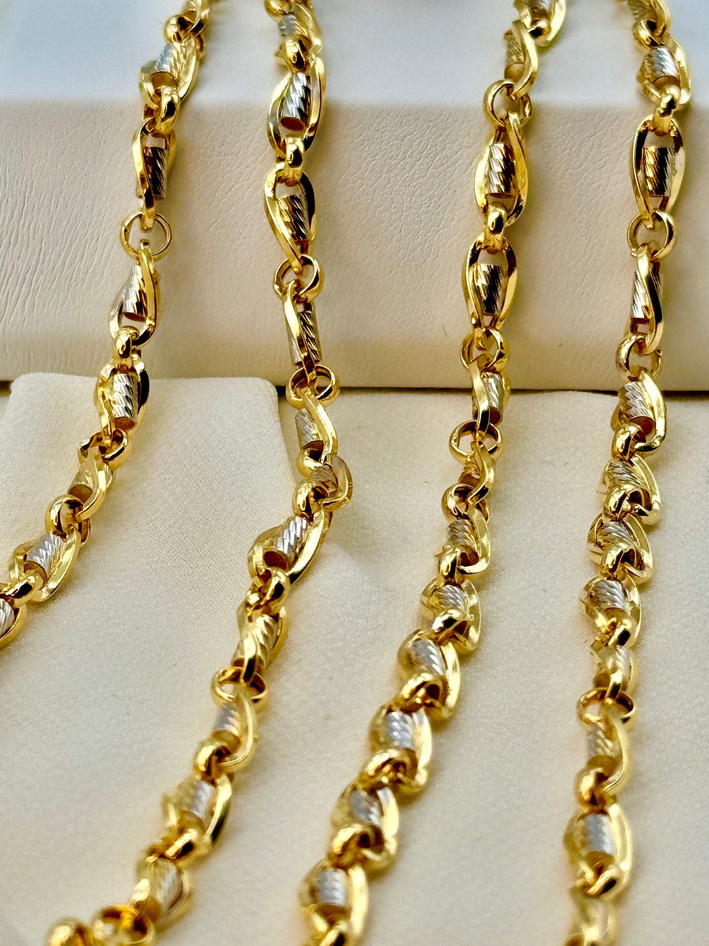 Chaîne à maillons en or massif 18 carats – 4,5 mm, 50,8 cm et 54,6 cm – Collier élégant au quotidien, cadeau d'anniversaire pour elle