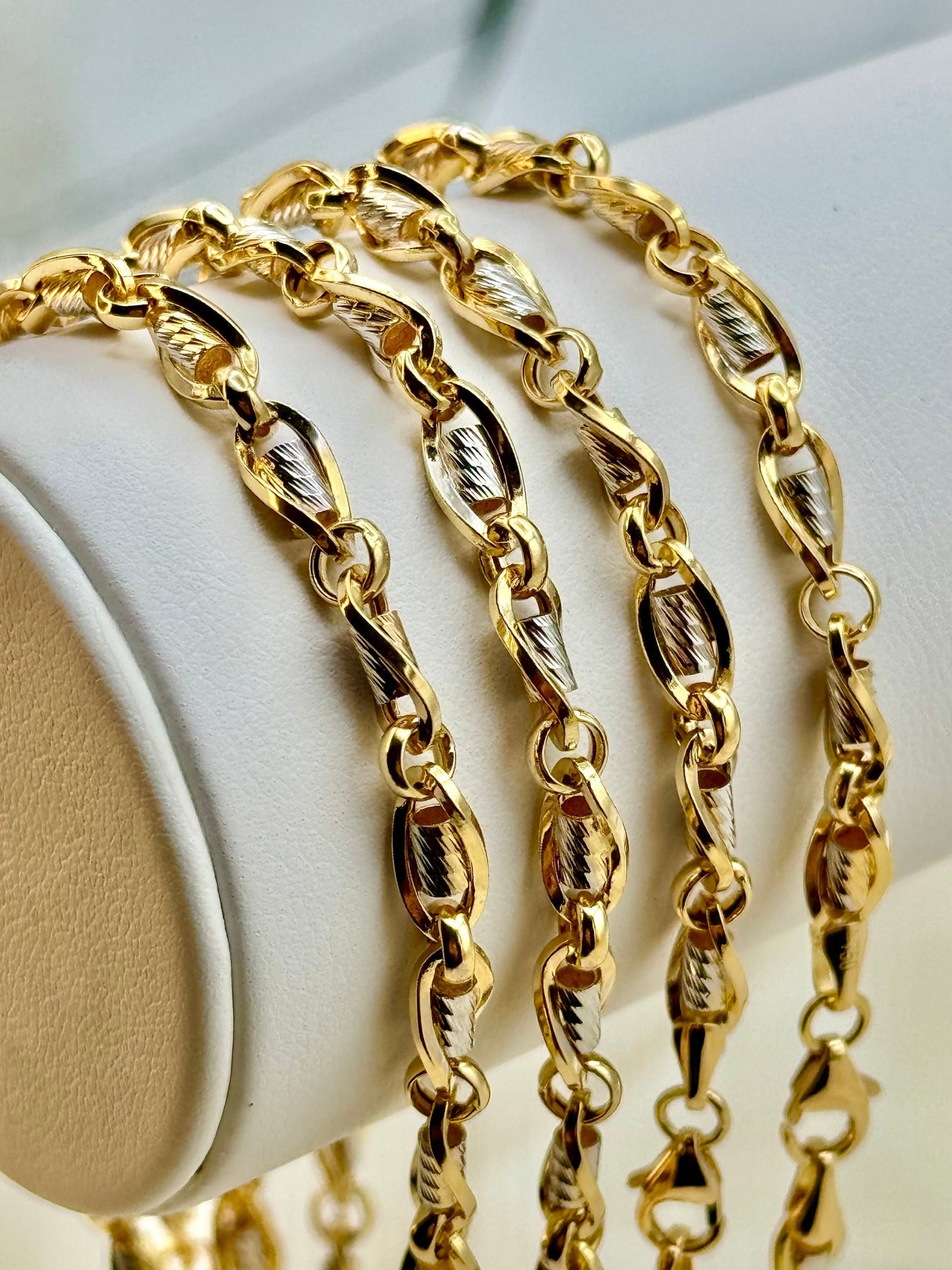 Chaîne à maillons en or massif 18 carats – 4,5 mm, 50,8 cm et 54,6 cm – Collier élégant au quotidien, cadeau d'anniversaire pour elle