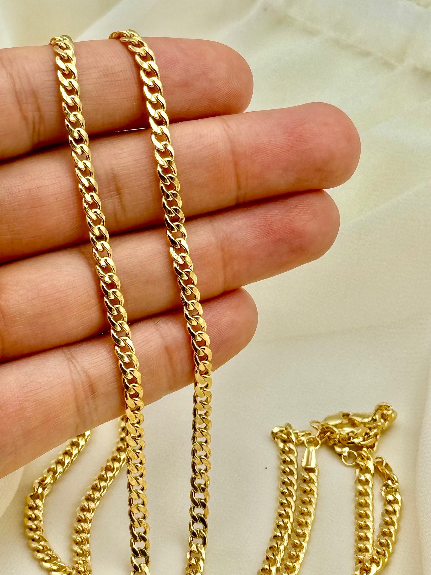 18K Solid Gold Curb Chain Necklace – 23.5", 4mm, Unisex Gold Chain, Perfect for Christmas & Birthday Gifts