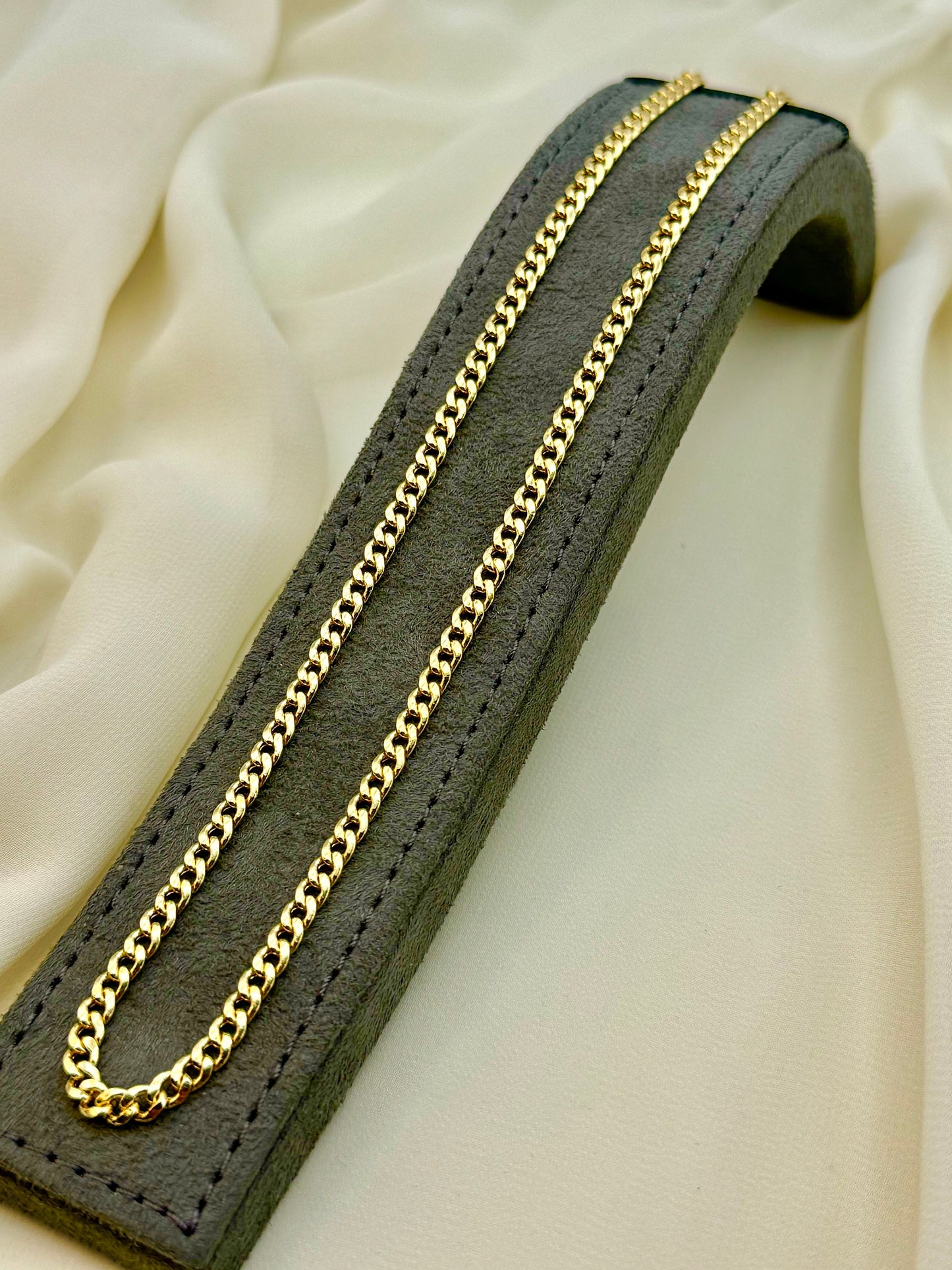 18K Solid Gold Curb Chain Necklace – 23.5", 4mm, Unisex Gold Chain, Perfect for Christmas & Birthday Gifts