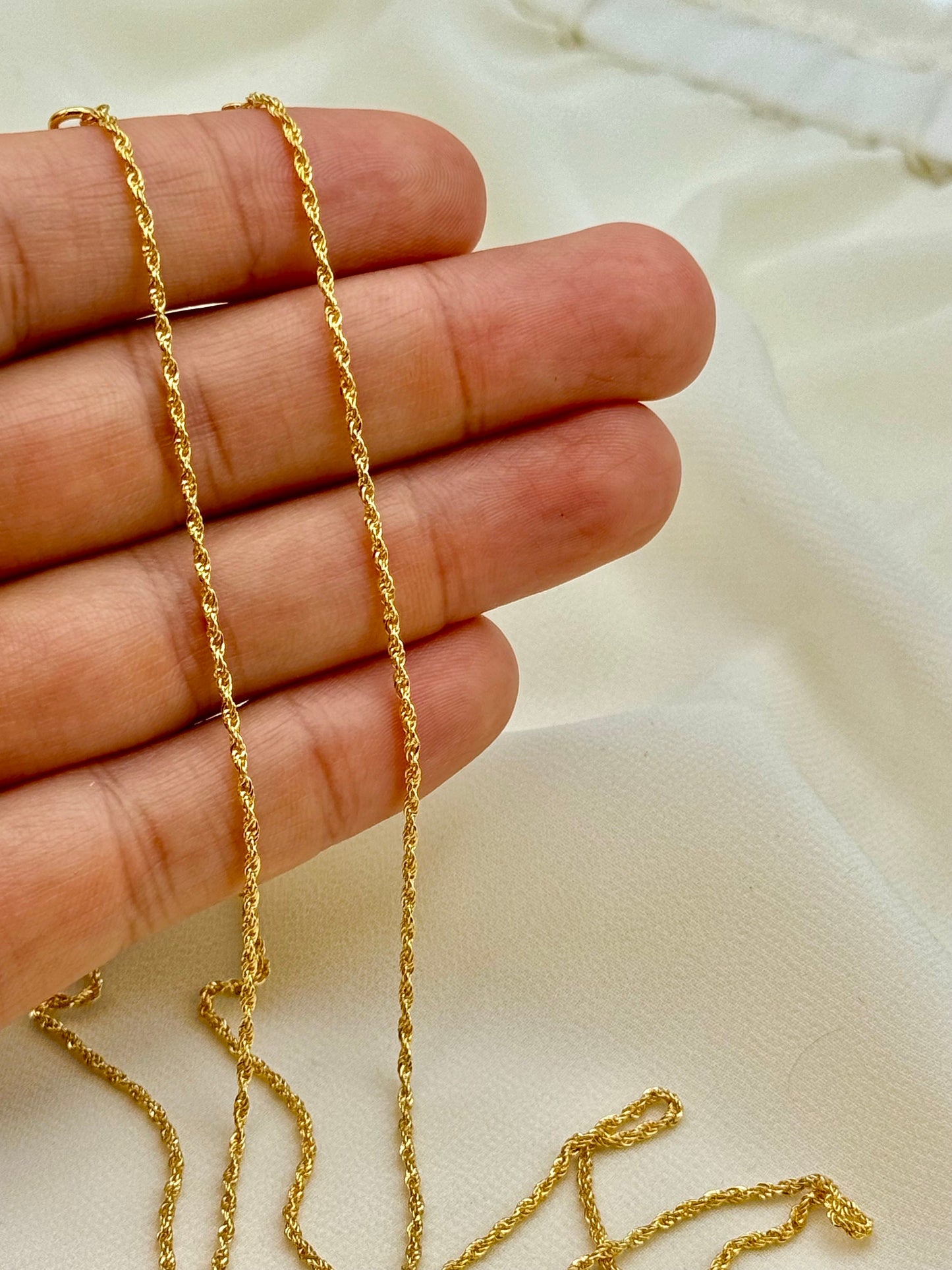Collier chaîne corde en or 18 carats | 1,5 mm | Élégante chaîne corde en or 18 carats | Cadeau d'anniversaire parfait.