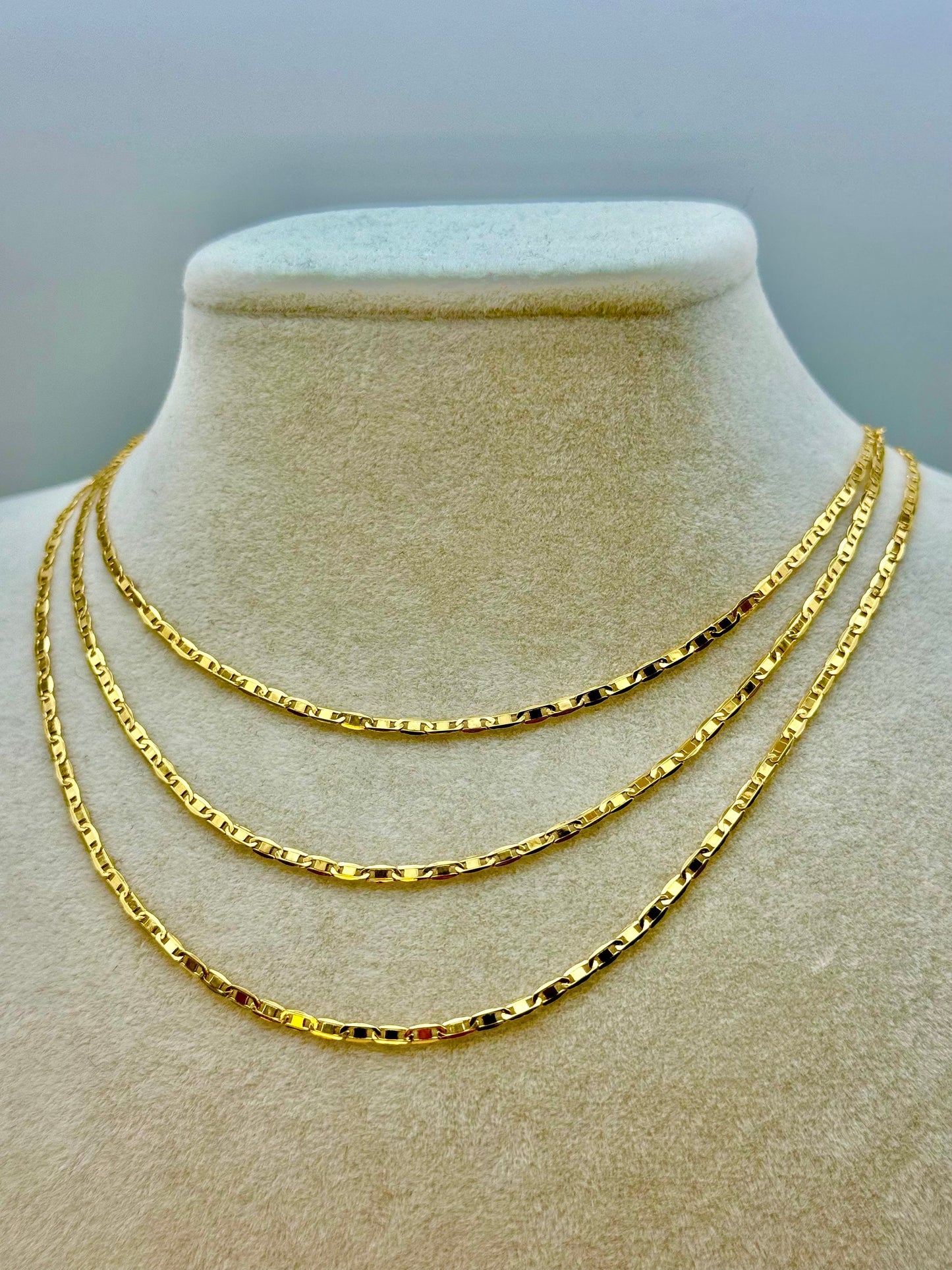 18K Solid Gold Anchor Chain Necklace – 2.3mm Mariner Link | Unisex Gold Necklace for Him & Her | Birthday & Christmas Gift
