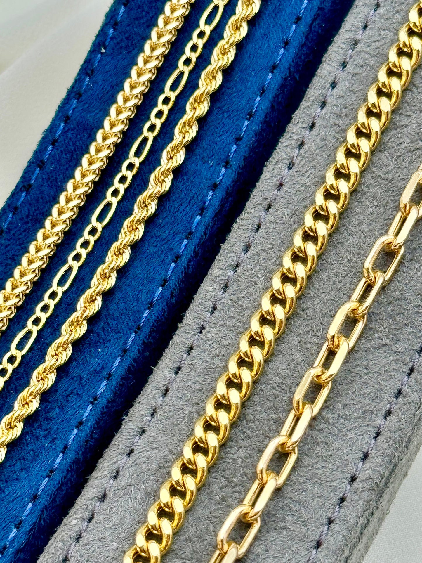 18K & 14K Real Gold Bracelets - Rope, Figaro, Franco, Curb Designs for Him & Her.