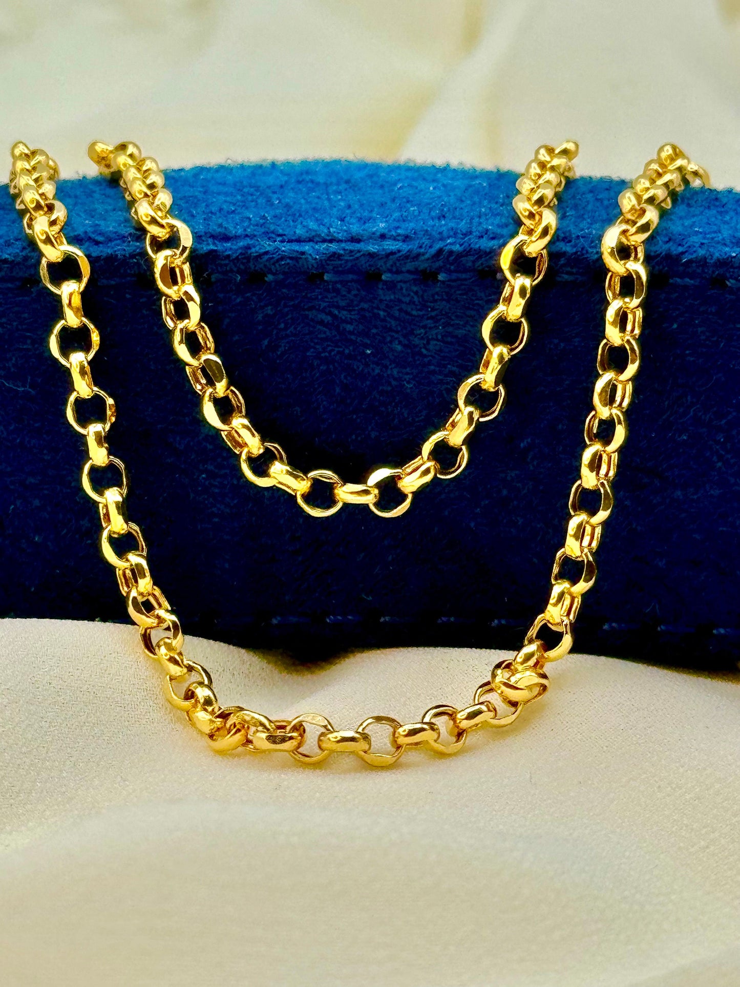 Collier chaîne rolo en or massif 18 carats - 4 mm, chaîne à maillons rolo en or 18 carats, pour elle, pour lui, cadeau d'anniversaire, cadeau d'anniversaire, cadeau de tous les jours