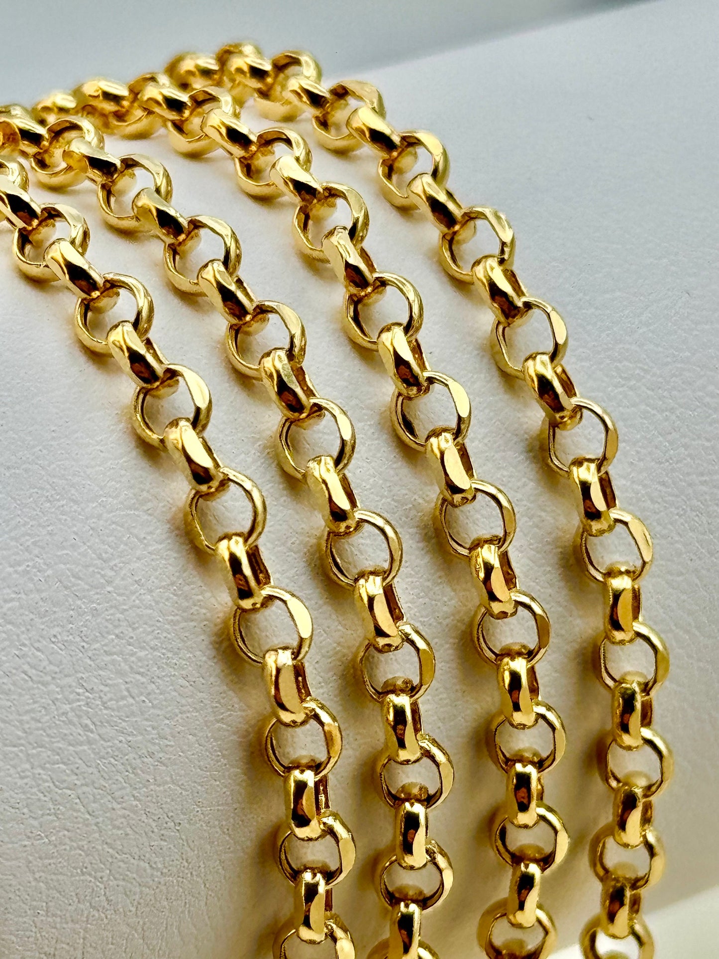 Collier chaîne rolo en or massif 18 carats - 4 mm, chaîne à maillons rolo en or 18 carats, pour elle, pour lui, cadeau d'anniversaire, cadeau d'anniversaire, cadeau de tous les jours