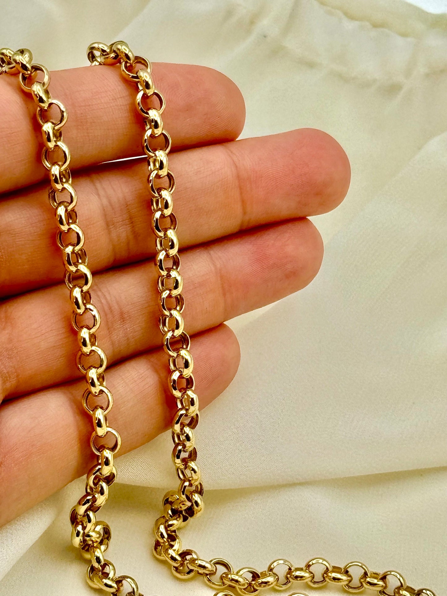 18k Solid Gold Rolo Chain Necklace | 5mm | Available in 19.5", 22", 24" | Elegant Anniversary & Birthday Gift.