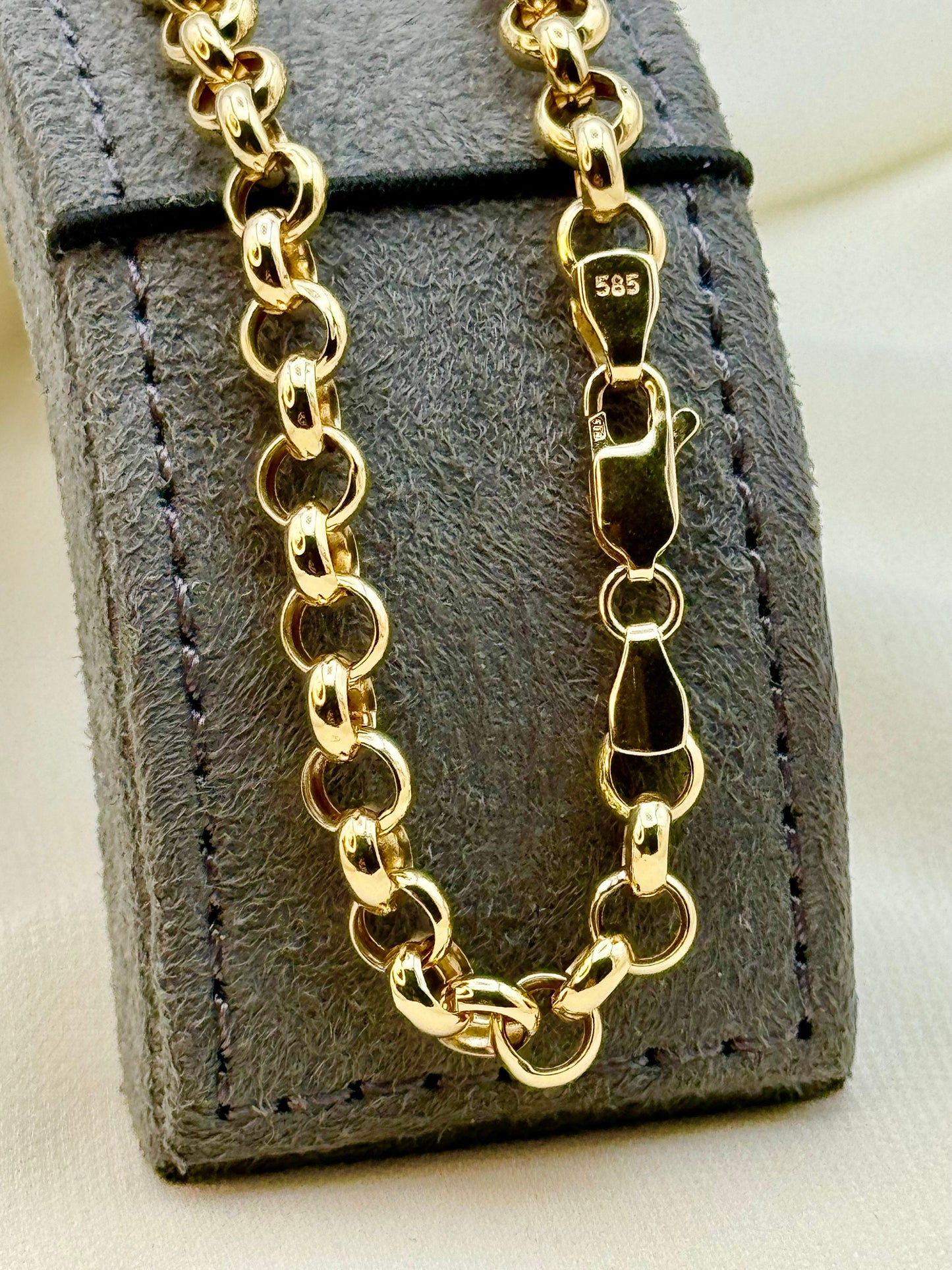 18k Solid Gold Rolo Chain Necklace | 5mm | Available in 19.5", 22", 24" | Elegant Anniversary & Birthday Gift.