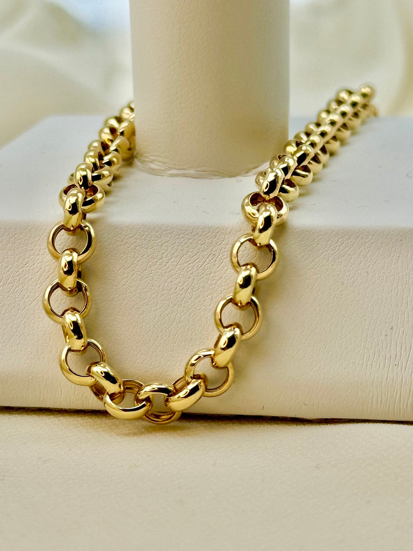 18k Solid Gold Rolo Chain Necklace | 5mm | Available in 19.5", 22", 24" | Elegant Anniversary & Birthday Gift.