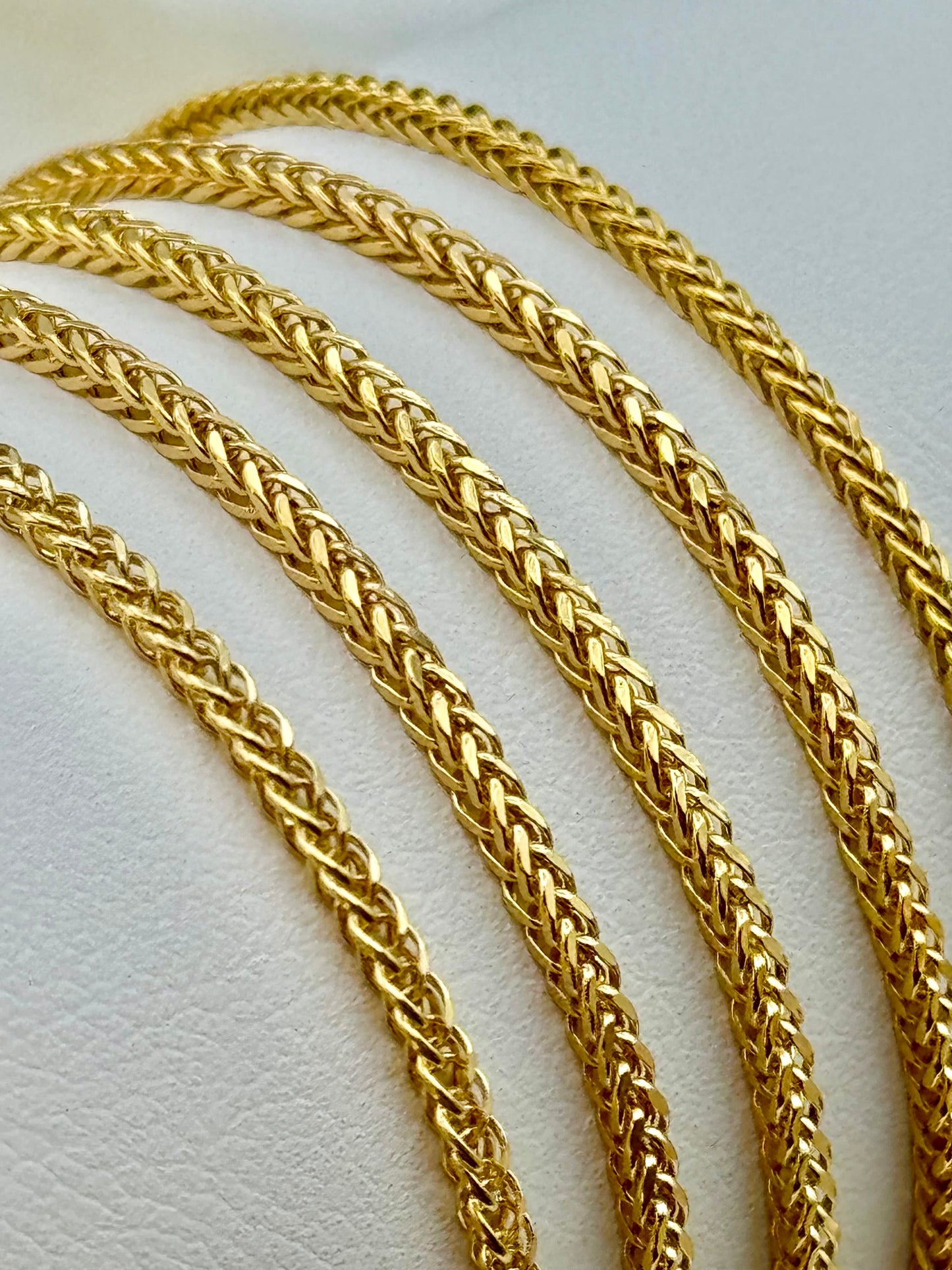 18K Solid Gold Franco Necklace – 1.5mm | Foxtail Chain, Unisex Gold Necklace, Trending Gift for Him or Her, Birthday & Anniversary Jewelry
