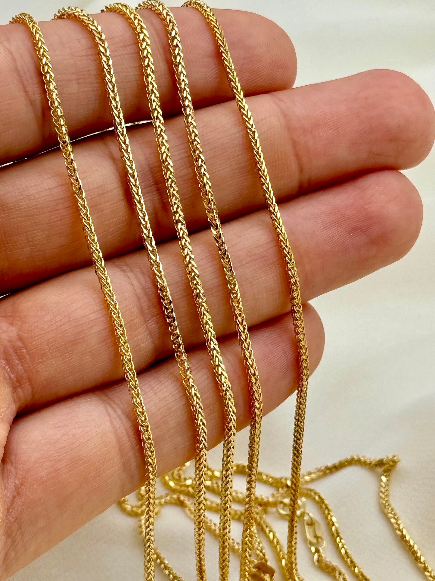 18K Solid Gold Franco Necklace – 1.5mm | Foxtail Chain, Unisex Gold Necklace, Trending Gift for Him or Her, Birthday & Anniversary Jewelry