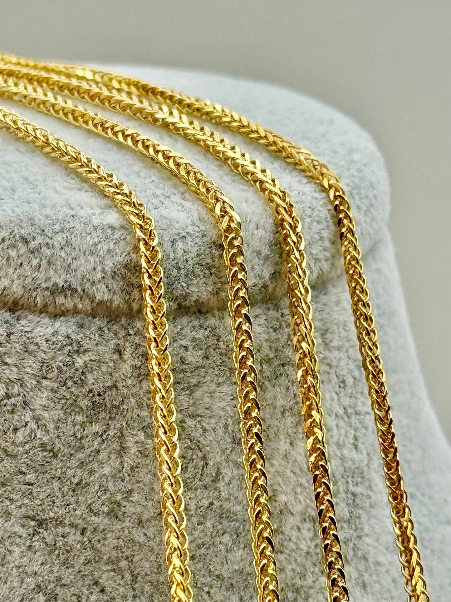 18K Solid Gold Franco Necklace – 1.5mm | Foxtail Chain, Unisex Gold Necklace, Trending Gift for Him or Her, Birthday & Anniversary Jewelry