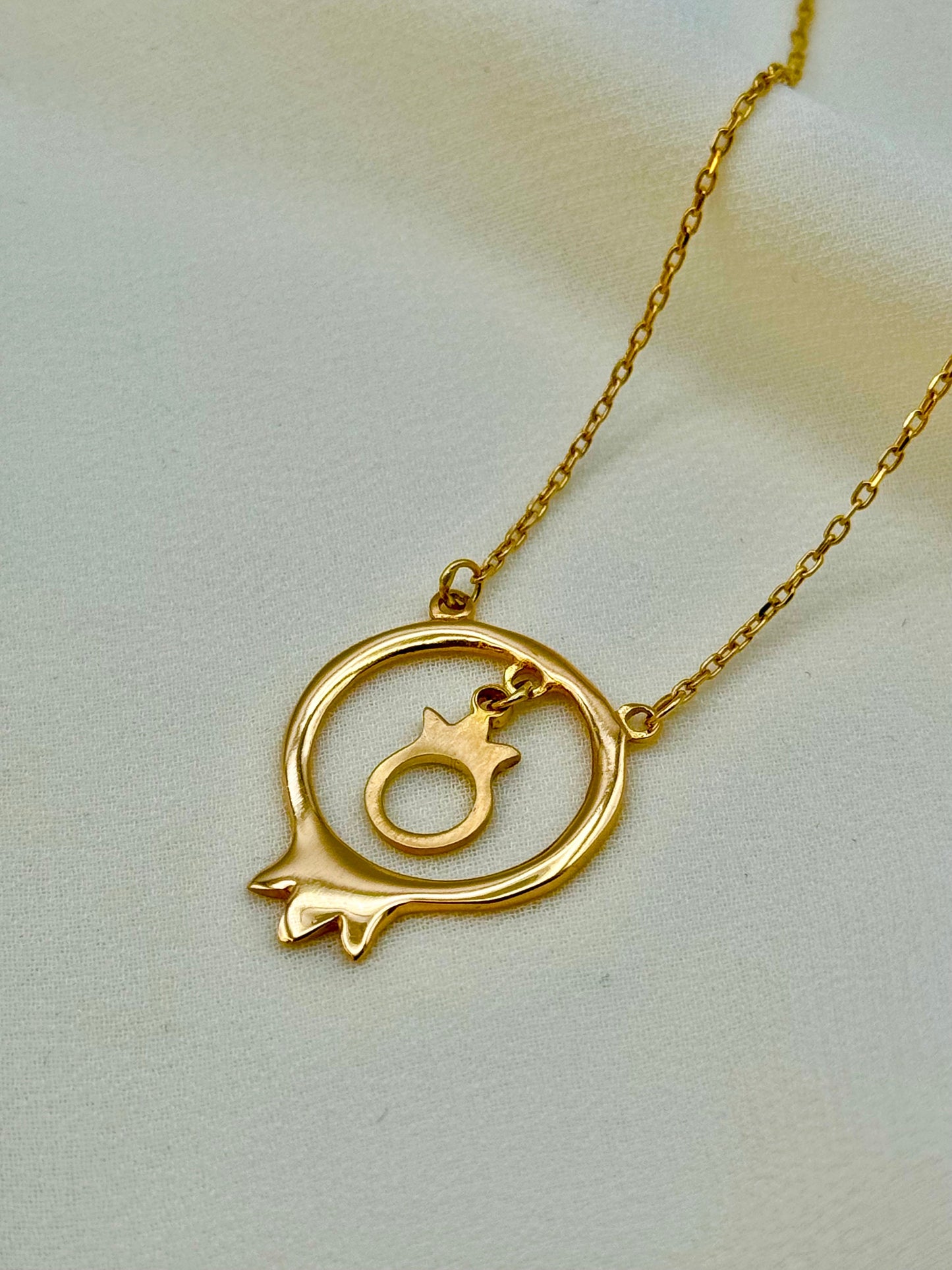 18k Real Gold pomegranate Necklace 18", Gold pomegranate Necklace, For Her, Anniversary Gift, Birthday Gift, For Girlfriend .
