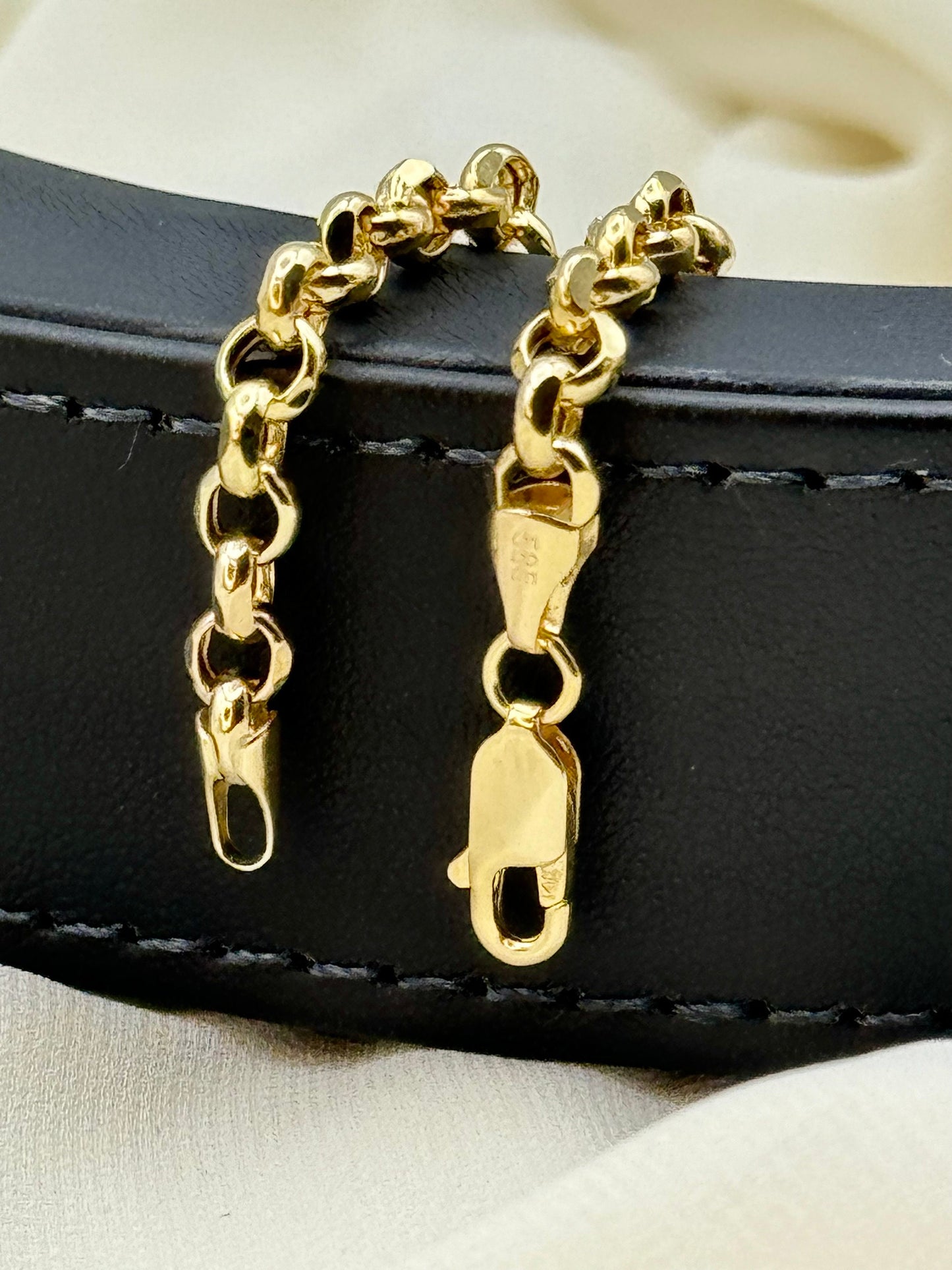 14K Real Gold Rolo Bracelet & Anklet - High Polished 14K Yellow Gold for Her - Pure 14K Gold Rolo Link - Perfect Birthday Gift!