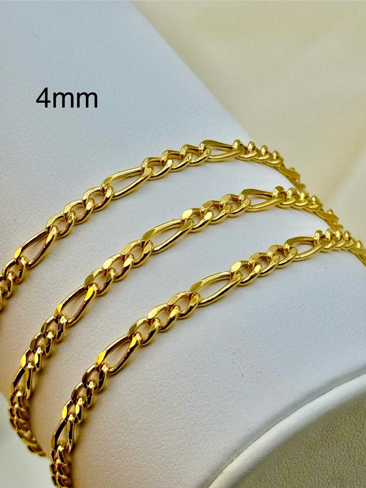 Collier chaîne Figaro en or massif 18 carats, 4 mm, chaîne Figaro en or véritable 18 carats, chaîne en or pour lui et elle, cadeau d'anniversaire.