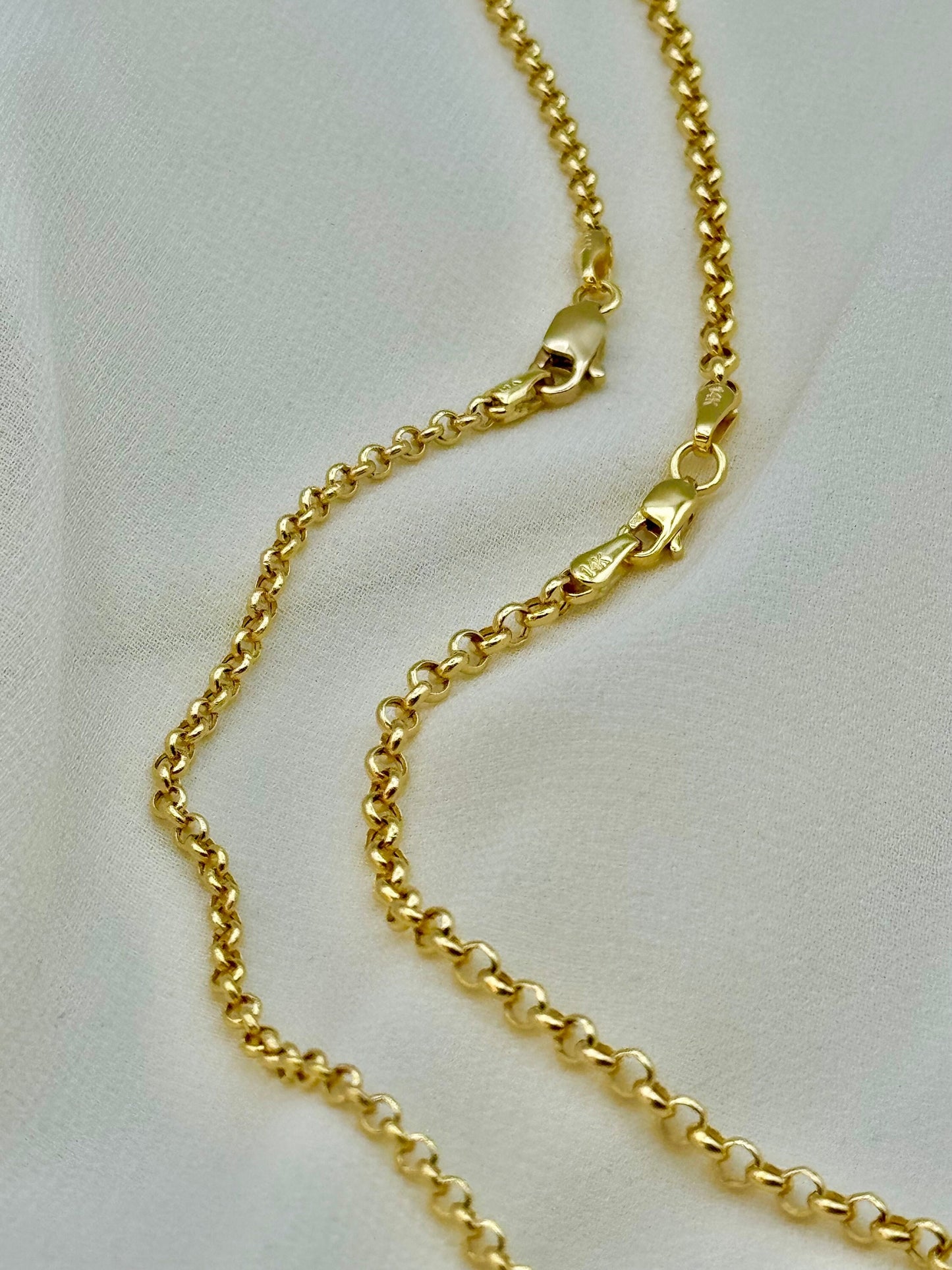 14K Real Gold Rolo Chain Necklace - 2.5mm & 3mm | Everyday Chain for Men & Women