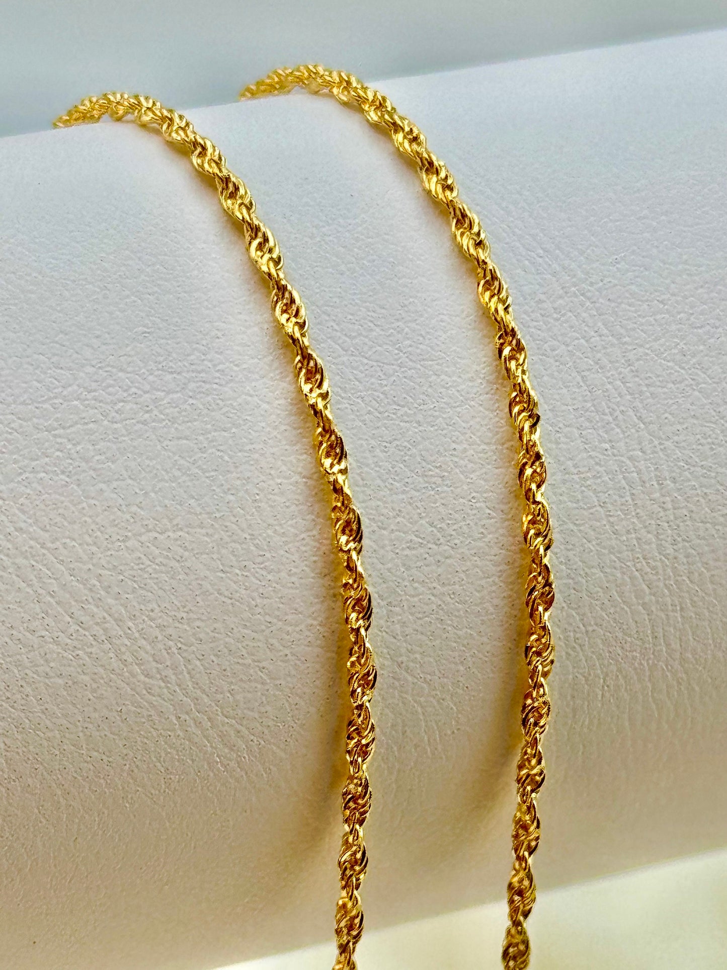 Collier chaîne corde en or 18 carats | 1,5 mm | Élégante chaîne corde en or 18 carats | Cadeau d'anniversaire parfait.