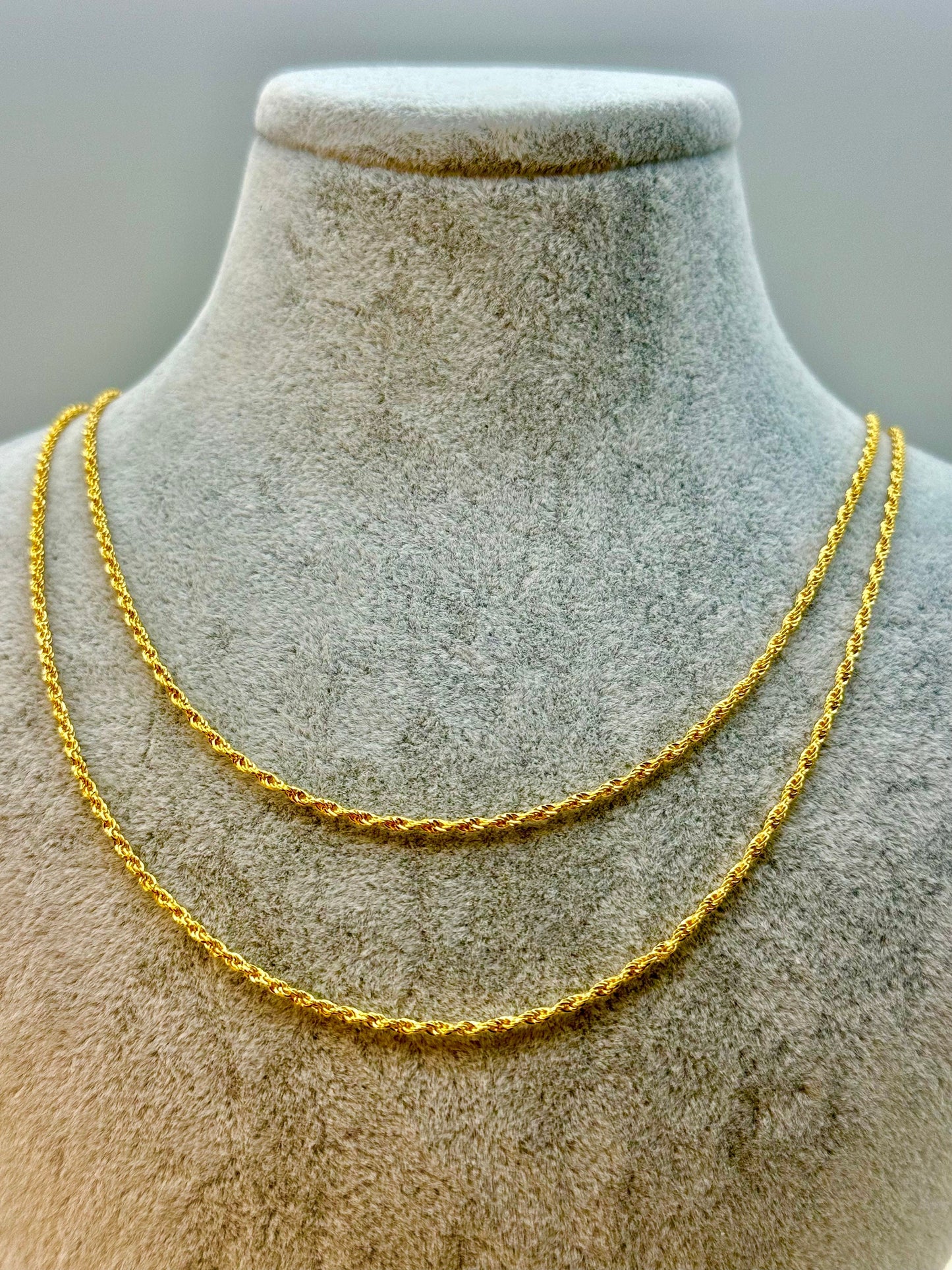 Collier chaîne corde en or 18 carats | 1,5 mm | Élégante chaîne corde en or 18 carats | Cadeau d'anniversaire parfait.