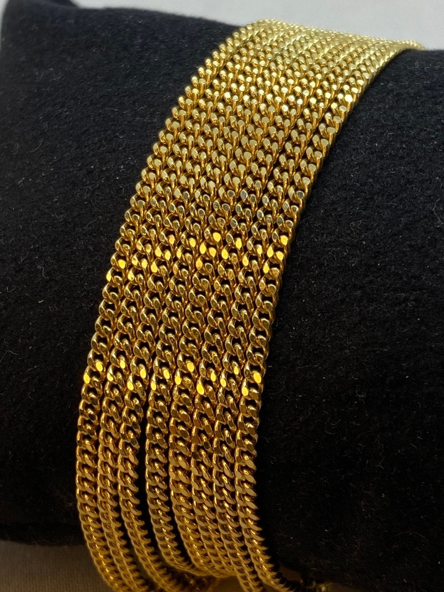 18K Solid Gold Curb Link Chain Necklace & Bracelet Set – 2mm | Real Gold Jewelry for Him & Her | Unisex 18K Gold Curb Chain