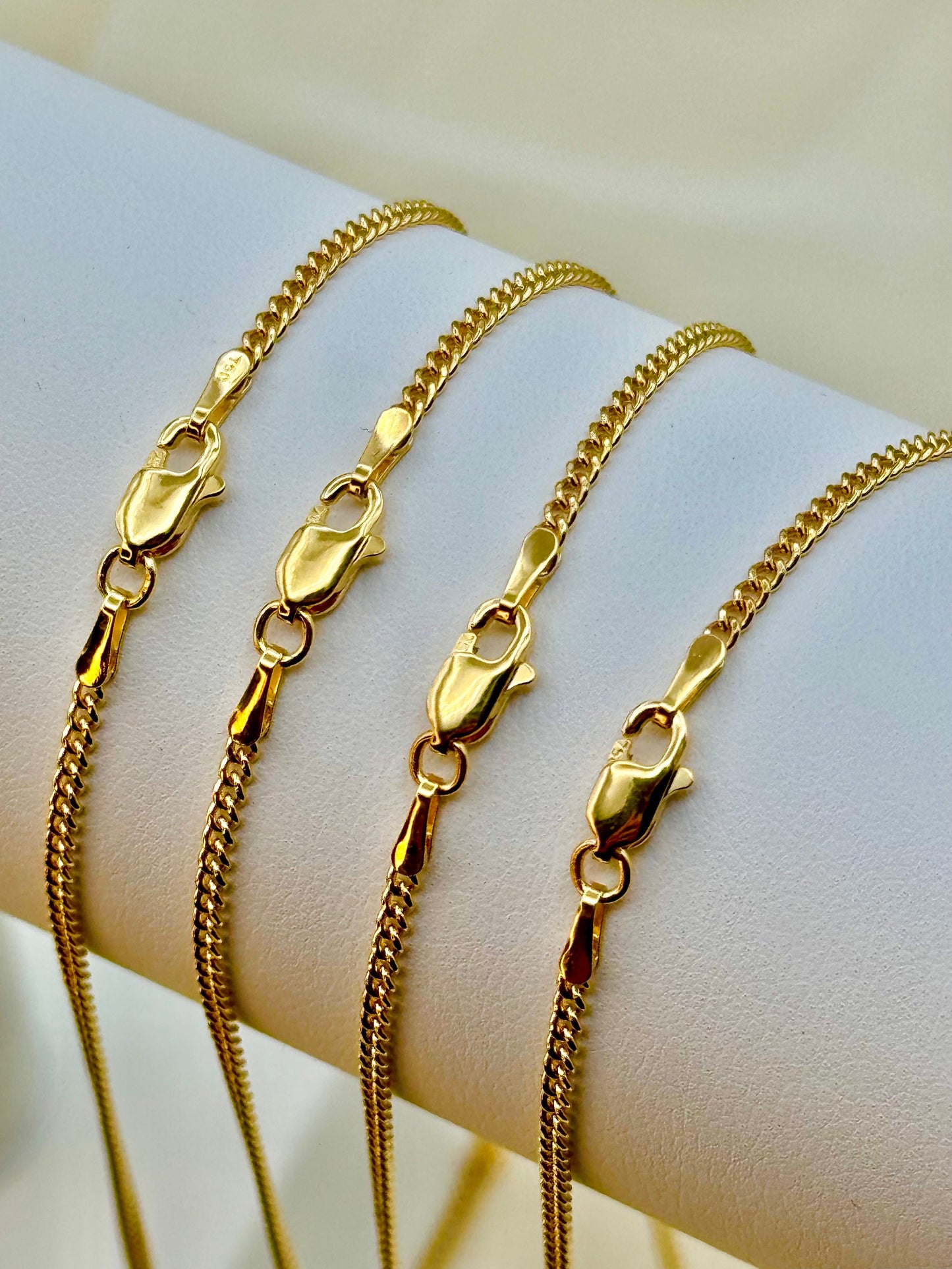 18K Solid Gold Curb Link Chain Necklace & Bracelet Set – 2mm | Real Gold Jewelry for Him & Her | Unisex 18K Gold Curb Chain