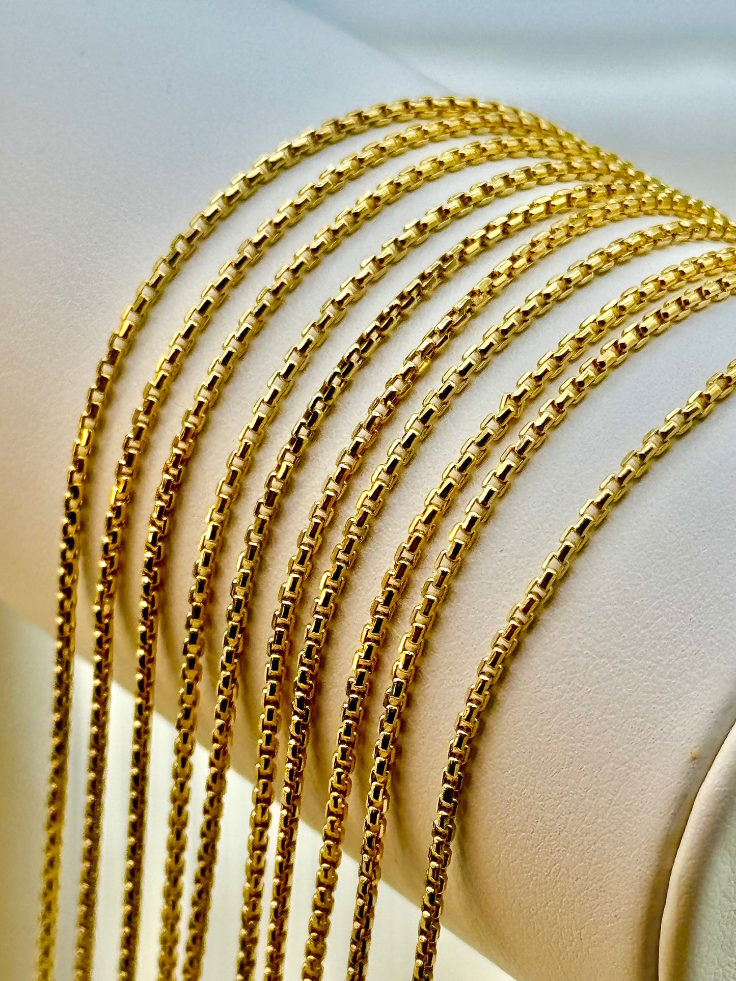 18K Real Gold Box Chain Necklace – 20", 22", 24" Inches – Elegant Box Link Chain for Men & Women – Perfect Birthday Gift.