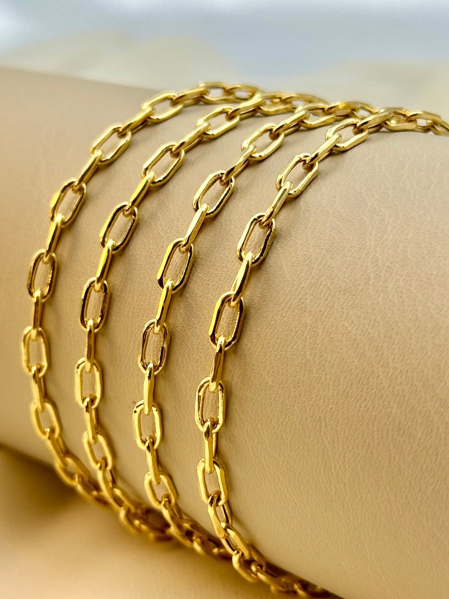 Collier chaîne forçat en or massif 18 carats – 45,7 cm, 50,8 cm, 55,9 cm | Chaîne en or véritable de 3,5 mm pour homme et femme | Cadeau idéal pour un usage quotidien ou un anniversaire