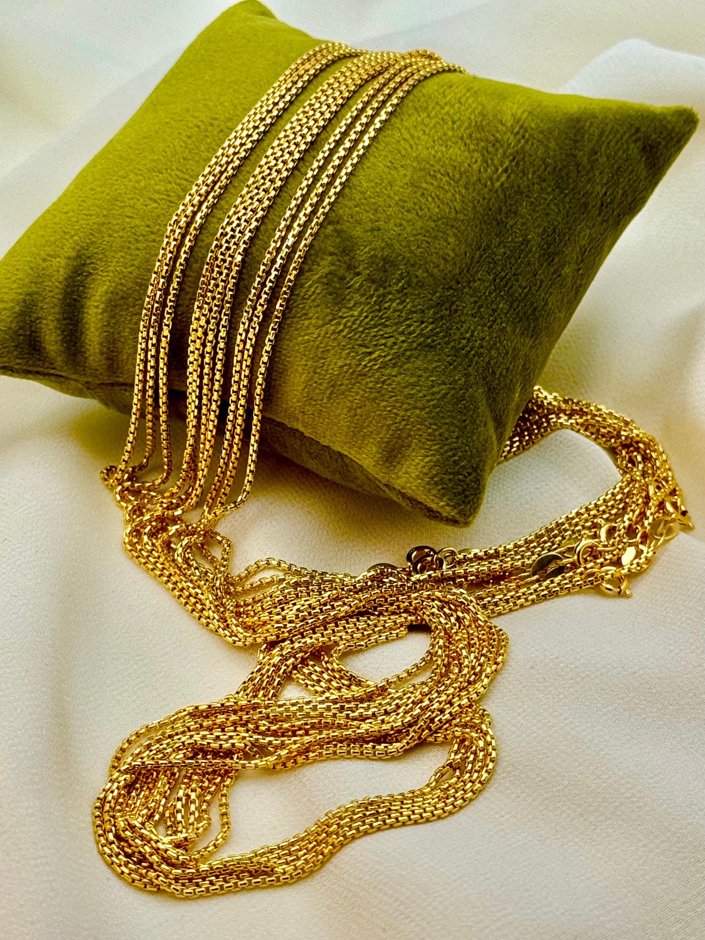 18K Real Gold Box Chain Necklace – 20", 22", 24" Inches – Elegant Box Link Chain for Men & Women – Perfect Birthday Gift.