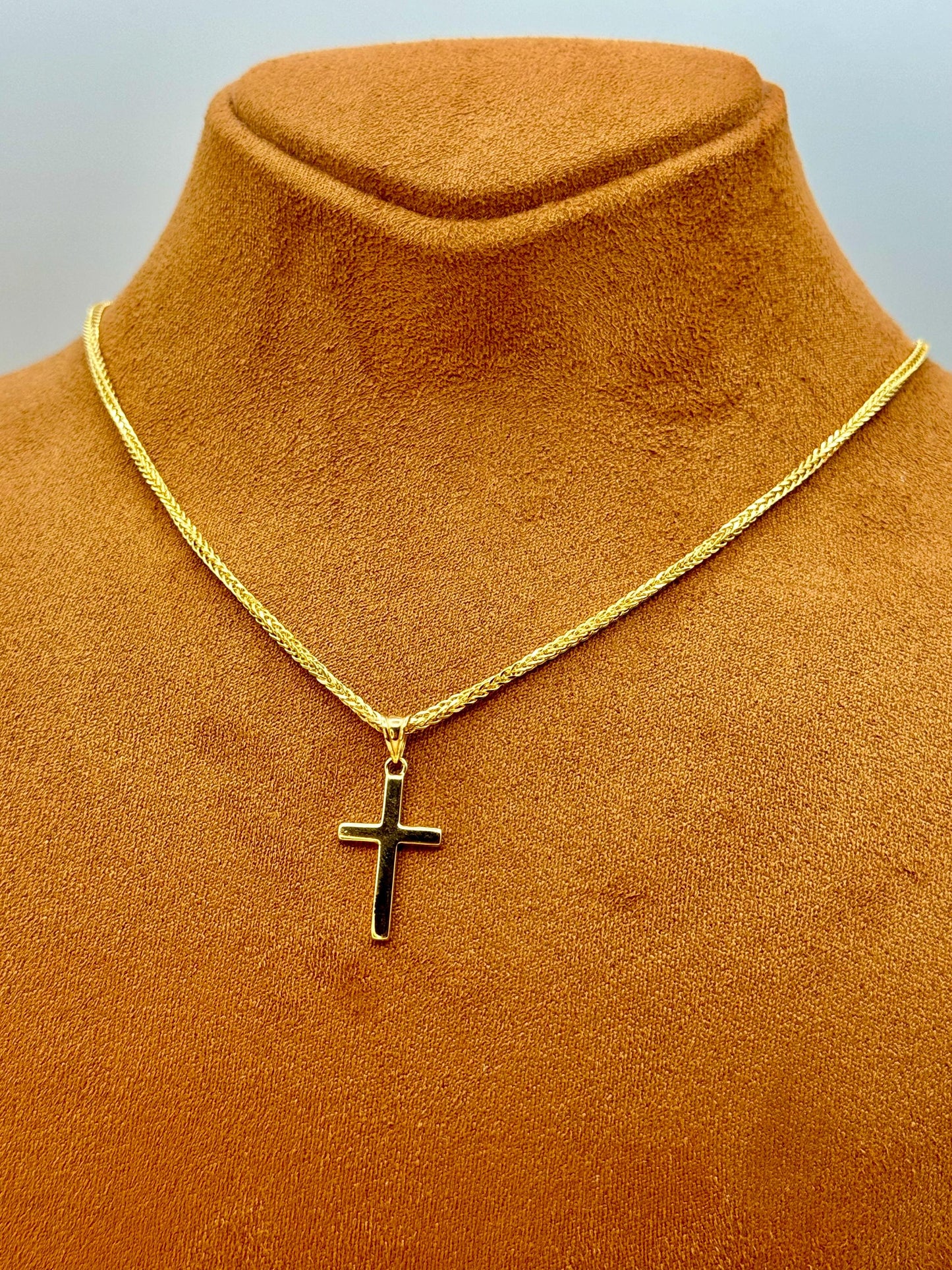 Collier croix en or 18 carats avec chaîne Franco diamantée – 45,7 cm, 55,9 cm, 61 cm, 2 mm, brillant et élégant, cadeau idéal pour lui, anniversaire ou autre.