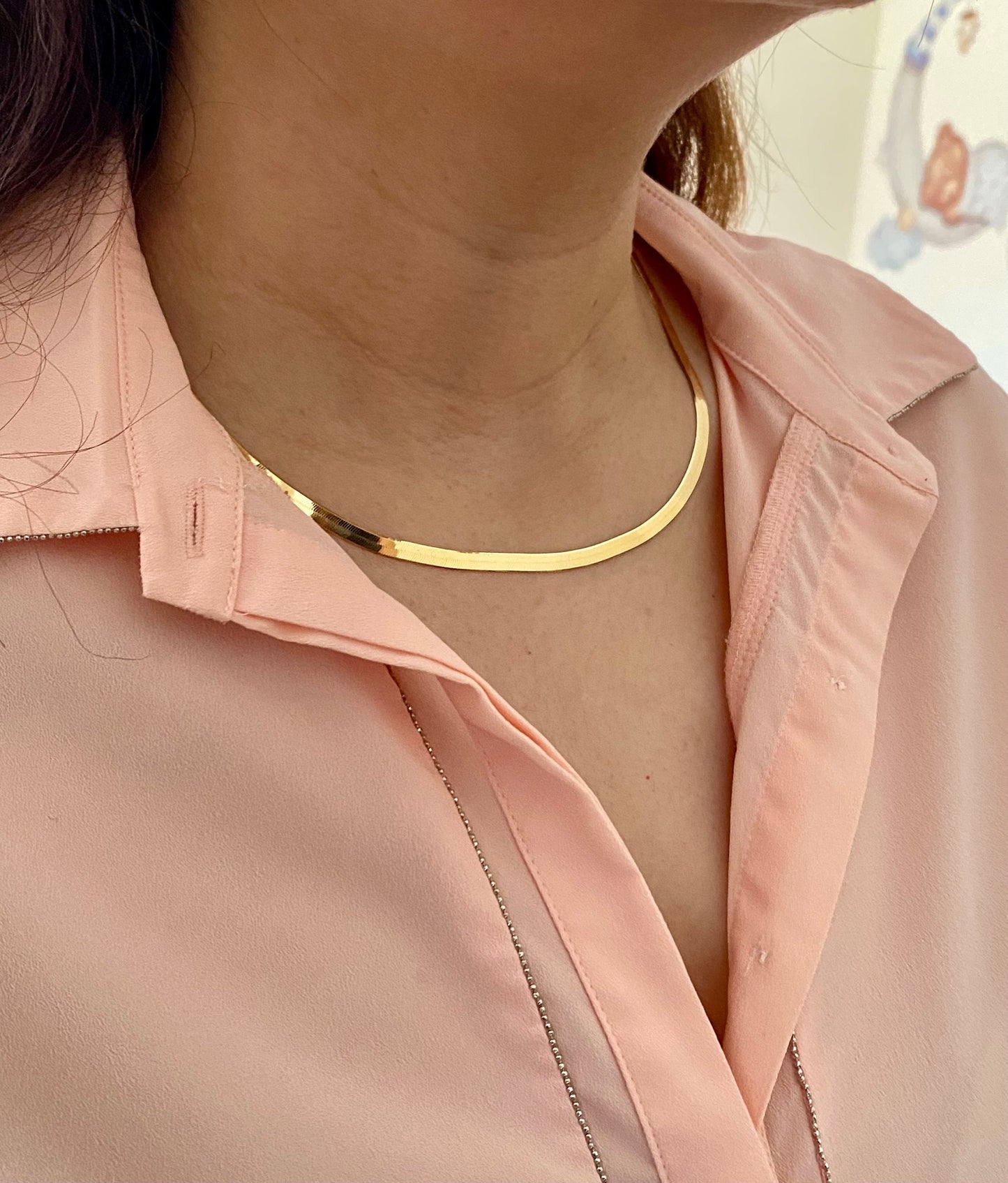 Solid Gold Herringbone Necklace