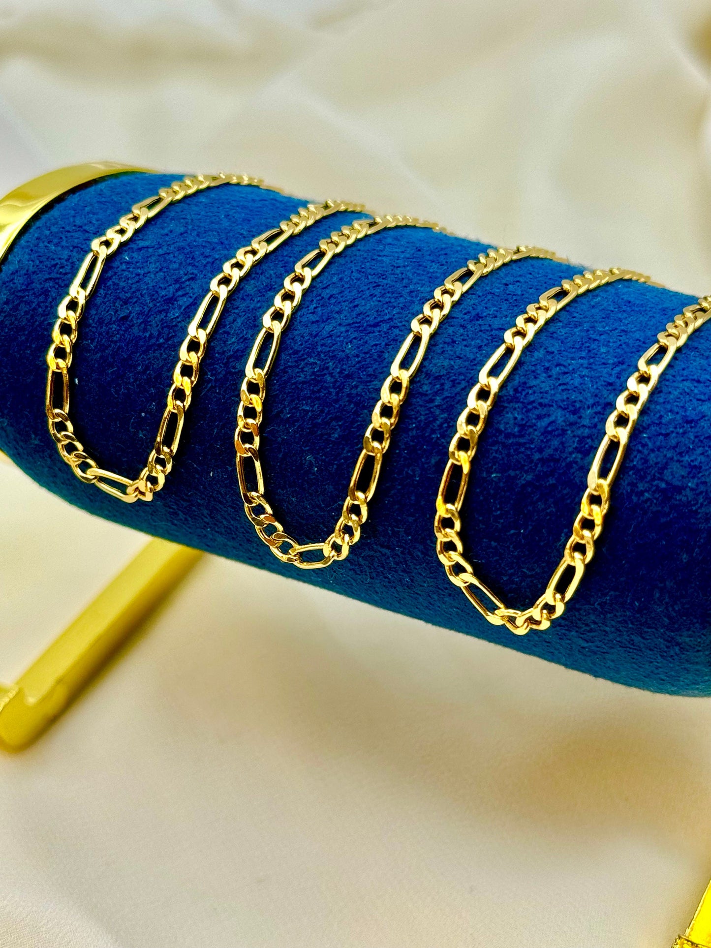 Bracelet Figaro en or véritable 18 carats – Or jaune 18 carats poli, idéal pour elle – Cadeau idéal pour un anniversaire ou une cérémonie