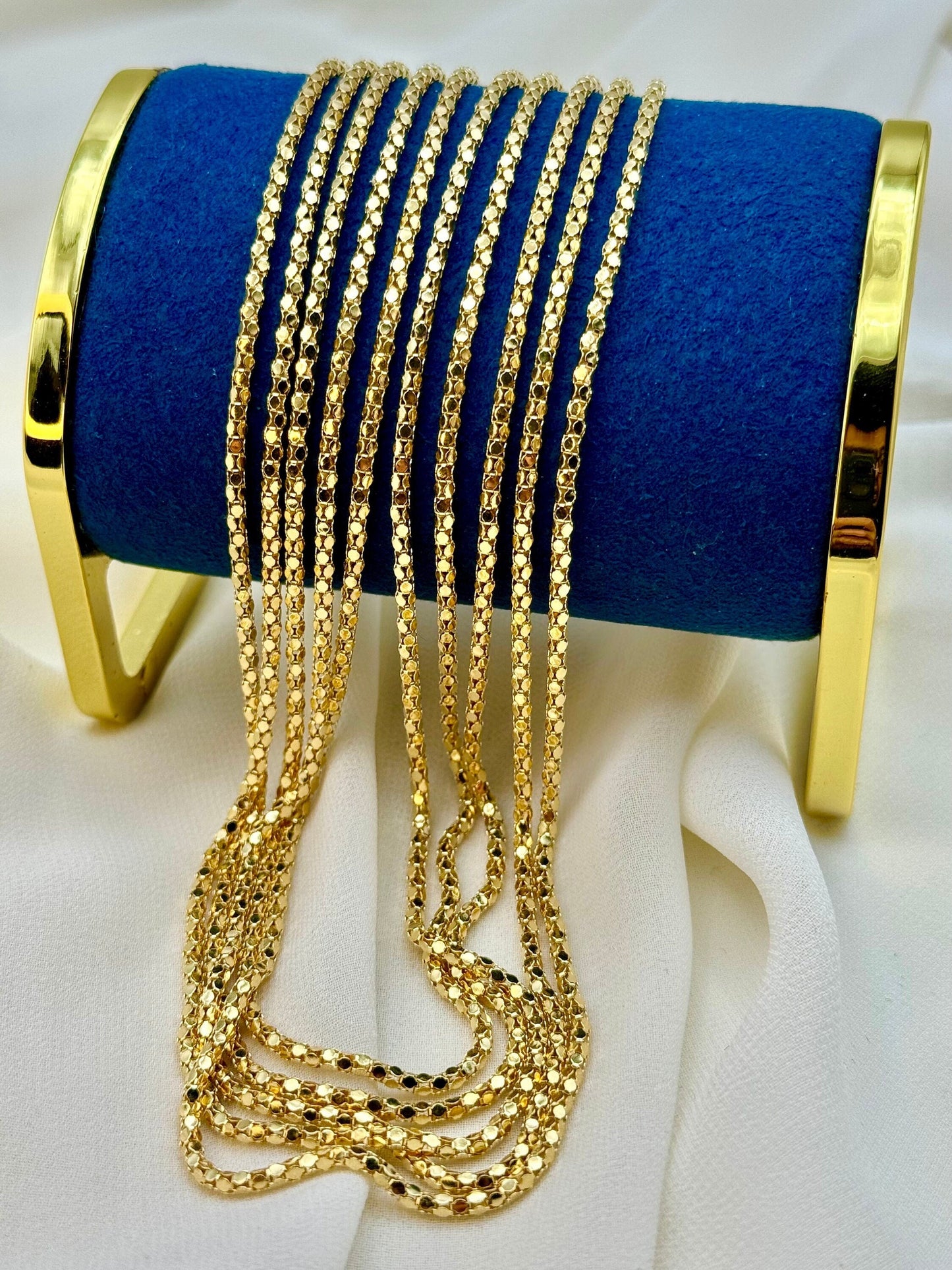 Collier chaîne en or 14 carats – Nouveau design, 50,8 cm, 55,9 cm, 59,7 cm (2,3 mm), chaîne à maillons taille diamant brillant, collier en or véritable pour homme/femme