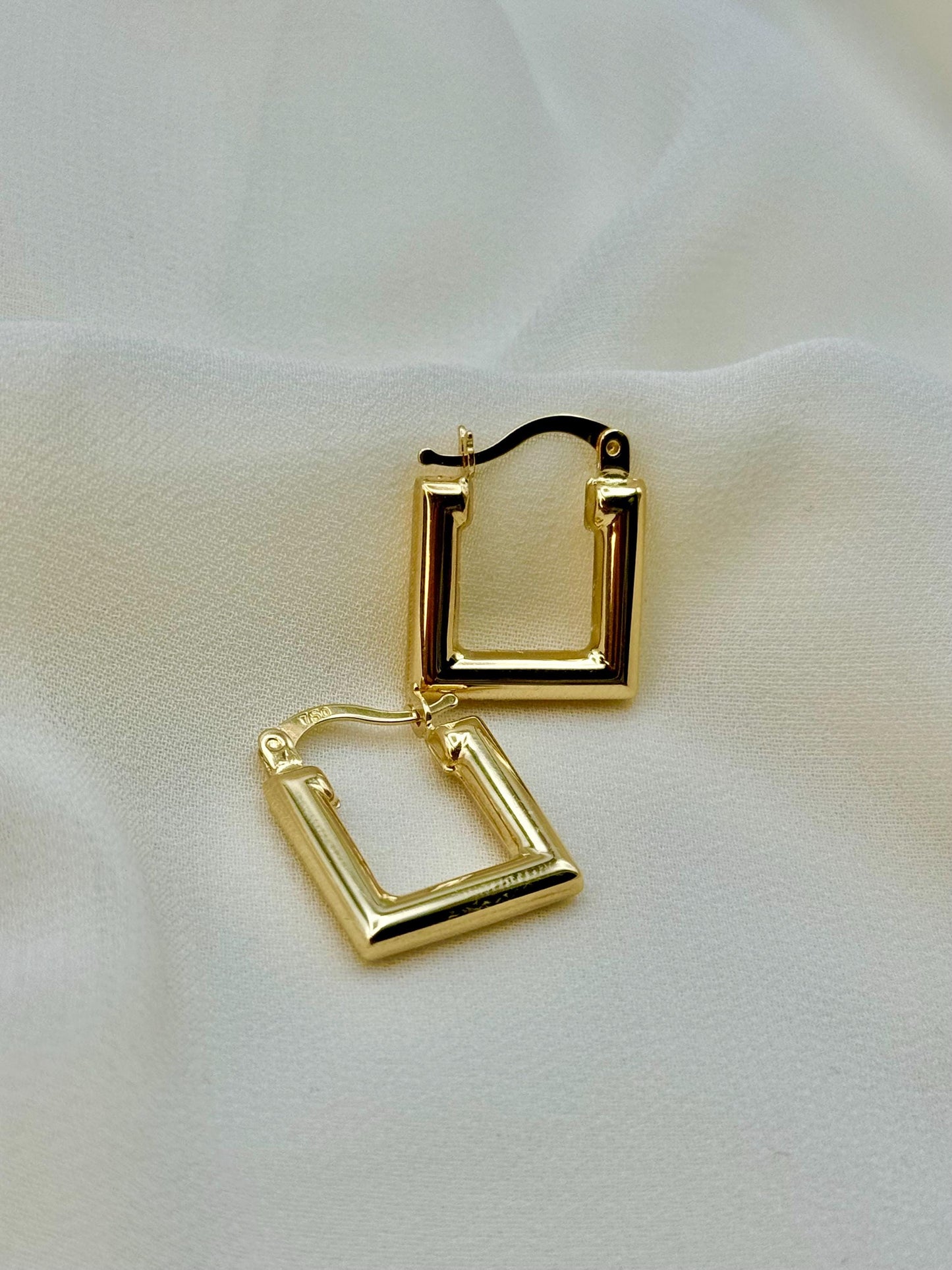 Boucle d'oreille créole carrée en or massif 18 carats, boucle d'oreille créole carrée épaisse en or véritable 18 carats, boucle d'oreille créole, boucle d'oreille créole ronde, pour elle, cadeau d'anniversaire.