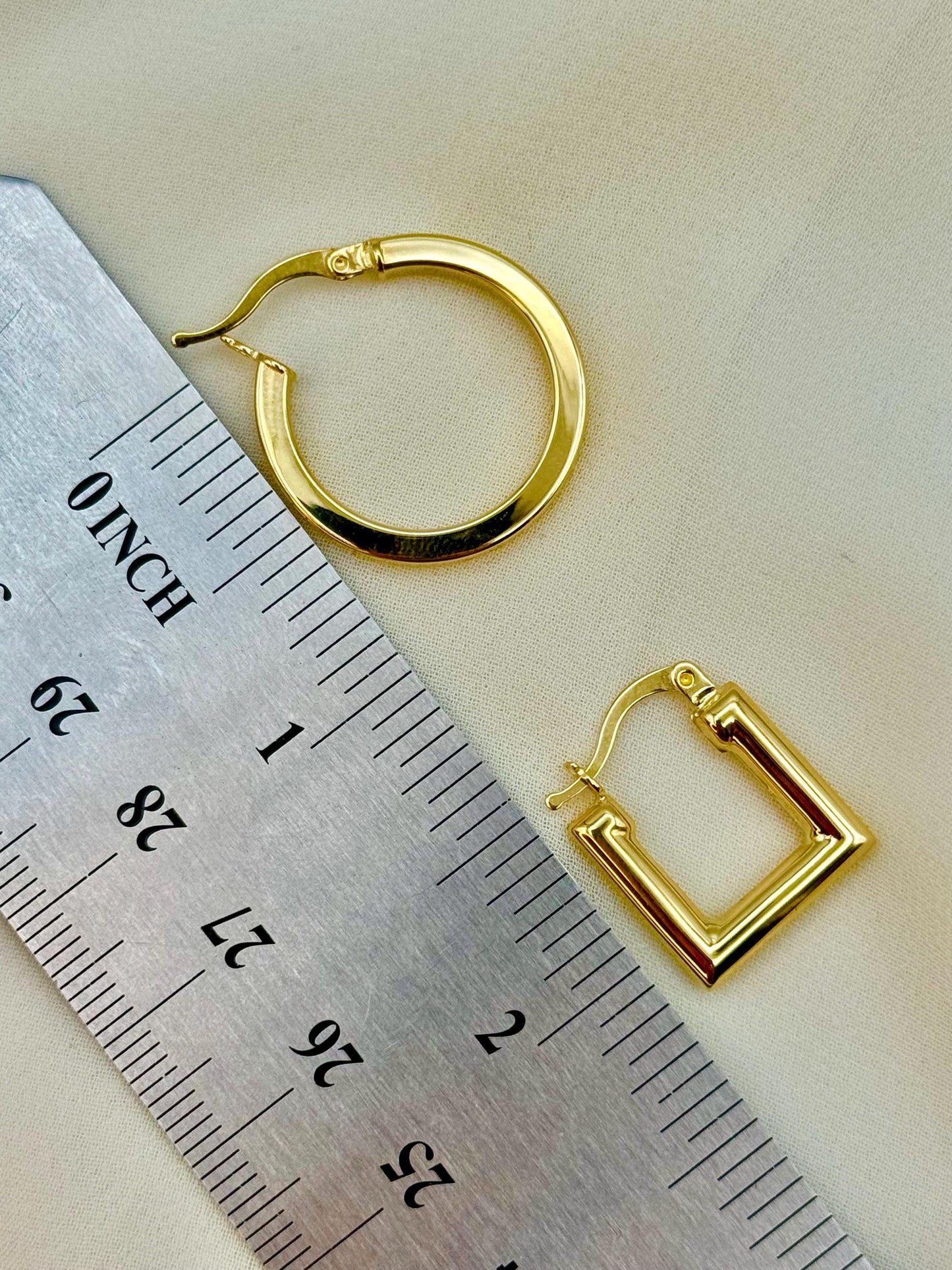 Boucle d'oreille créole carrée en or massif 18 carats, boucle d'oreille créole carrée épaisse en or véritable 18 carats, boucle d'oreille créole, boucle d'oreille créole ronde, pour elle, cadeau d'anniversaire.