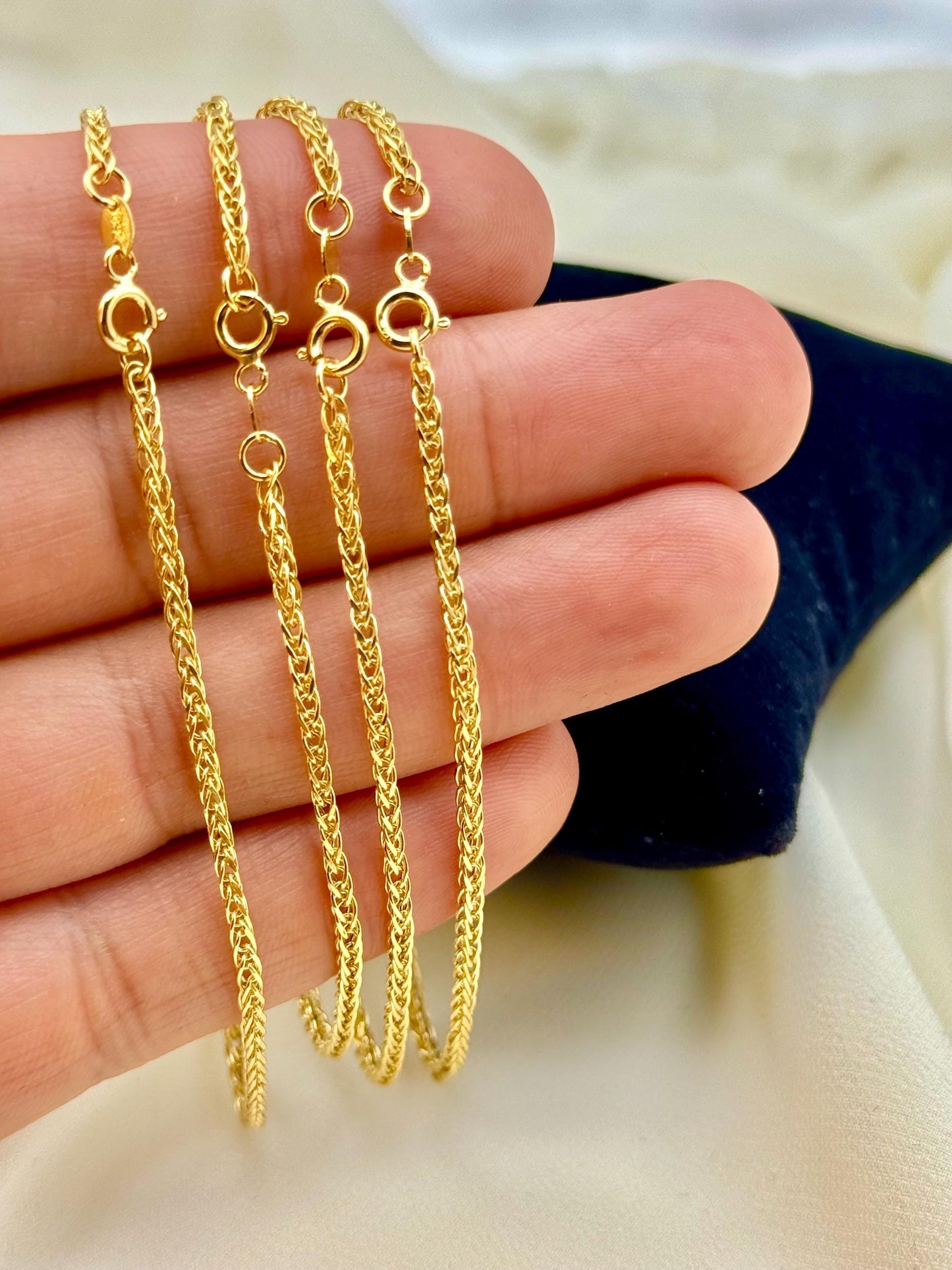 18K Real Gold Franco Bracelet – 7.5", 2mm | Unisex Solid Gold Bracelet for Him or Her | Unique Birthday Gift