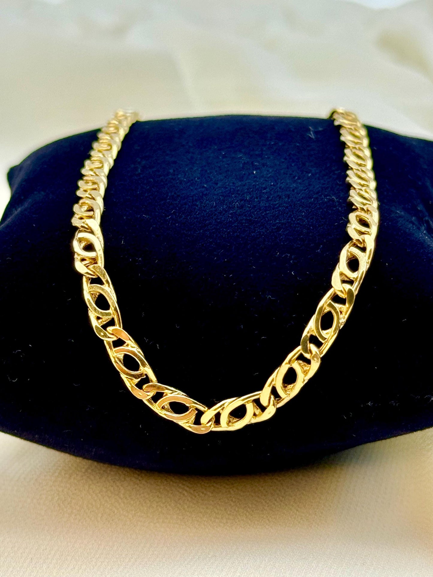 14K Gold Tiger Eye Cable Necklace – 23.5", 21.5", 19.5" Lengths, 14K Gold Nona Double Curb Link Chain, Unisex New Design, Perfect Gift