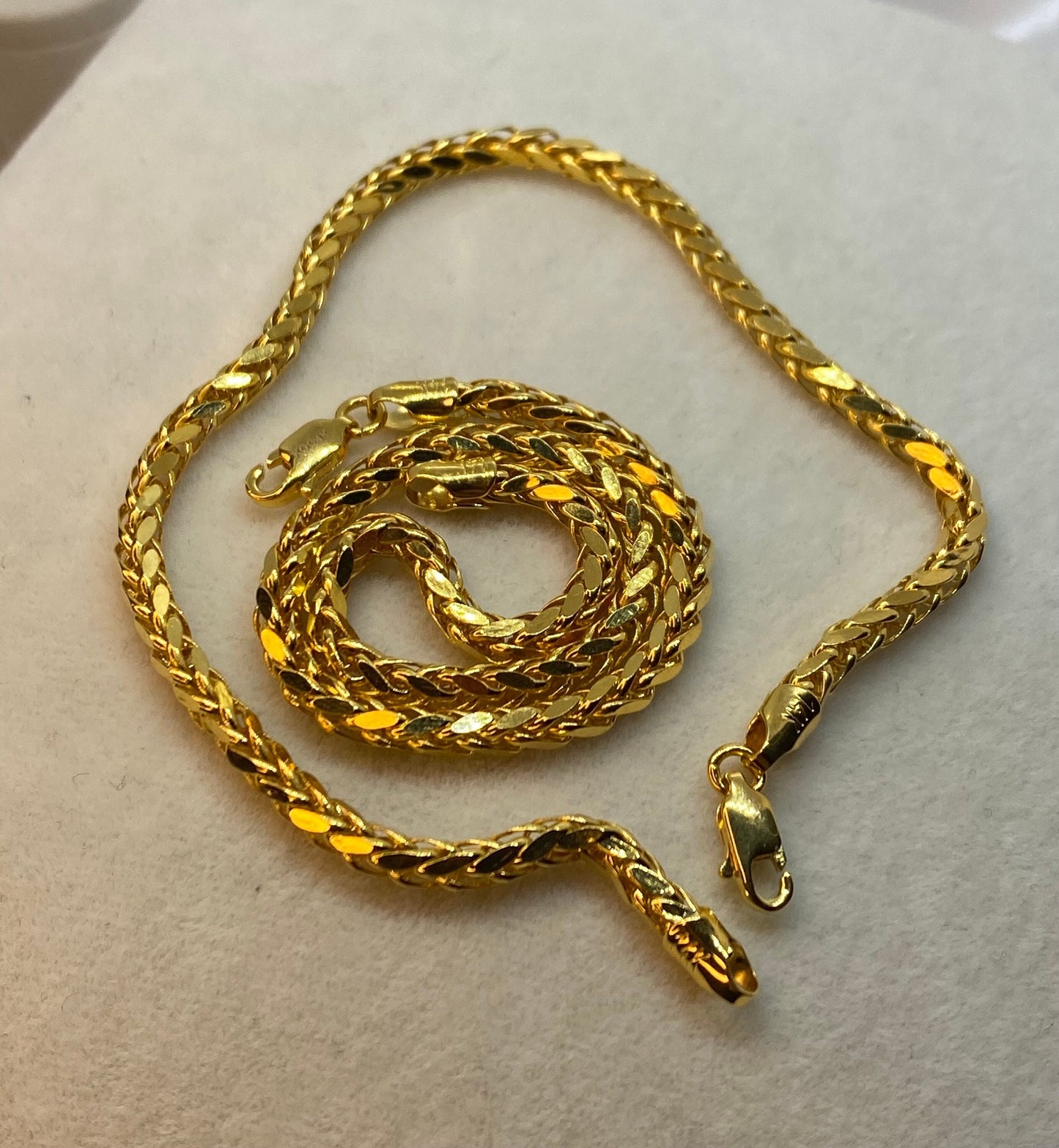 Bracelet Franco rond en or véritable 14 carats, taille diamant, 21,6 cm | Largeur 3,5 mm | Cadeau unique pour elle et lui