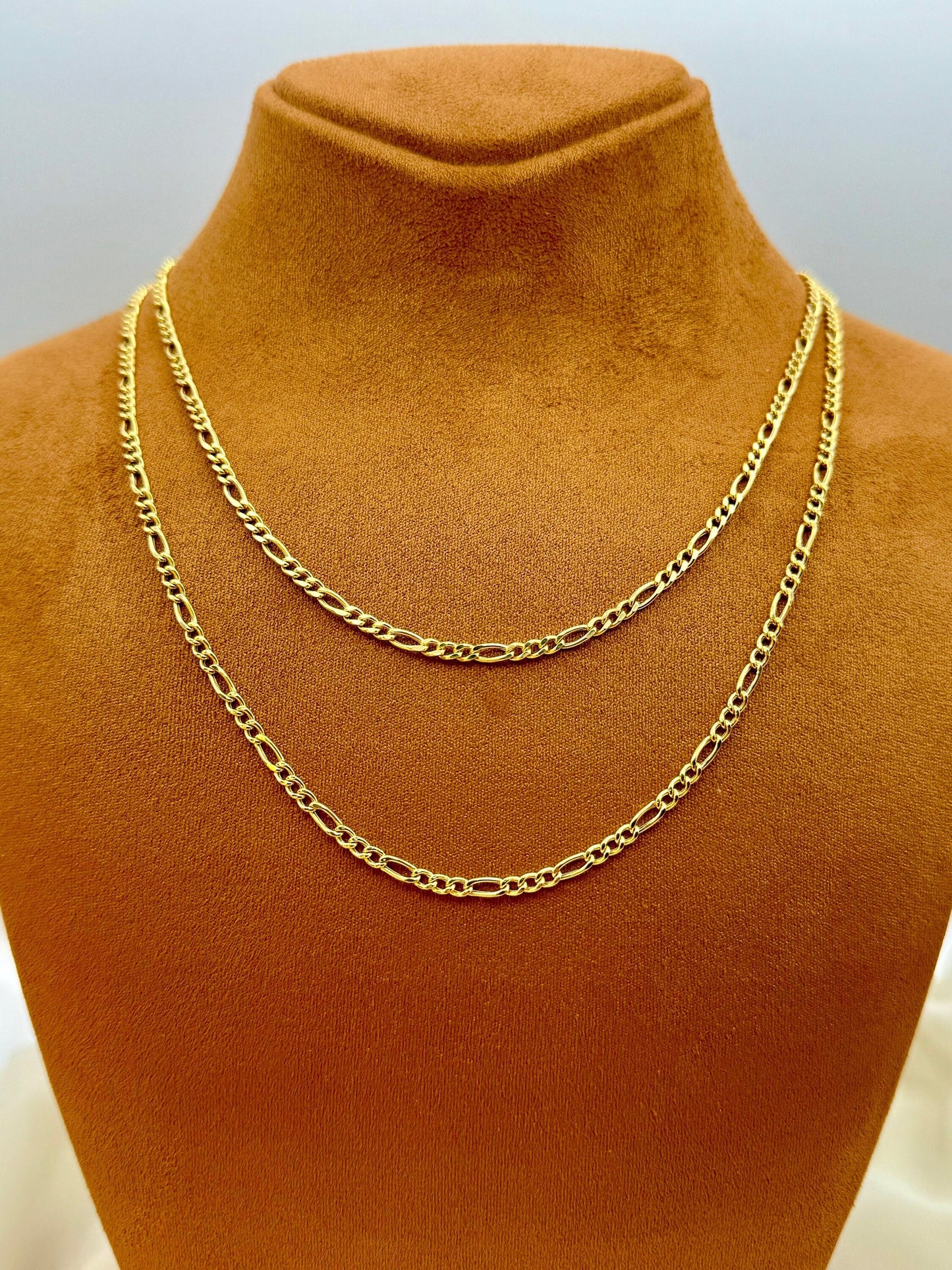 Collier chaîne Figaro en or 18 carats – Or véritable 3 mm pour hommes et femmes | Cadeau d'anniversaire parfait.