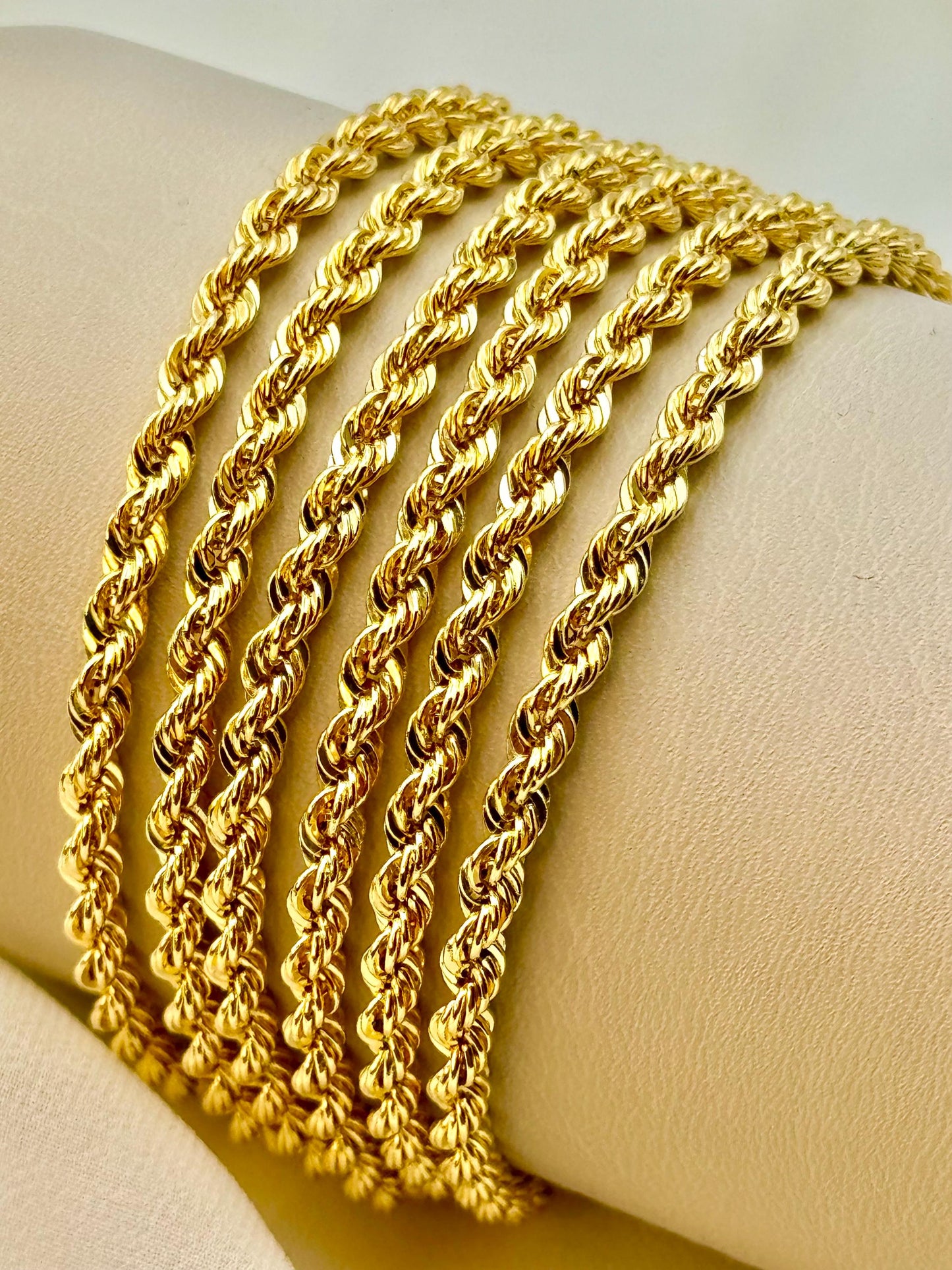 14K Yellow Gold Diamond-Cut Rope Chain – 4mm, 24" | Solid Gold Necklace for Him or Her.